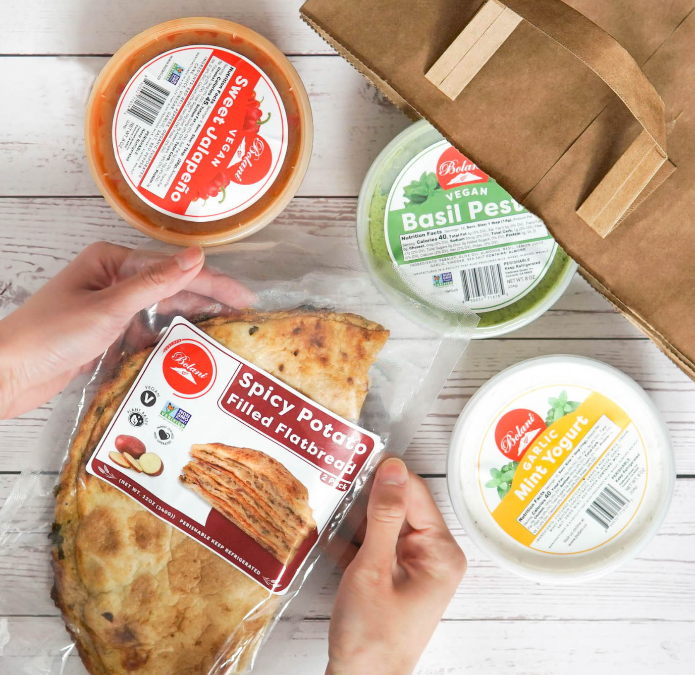  A packet of flatbread with sauces 