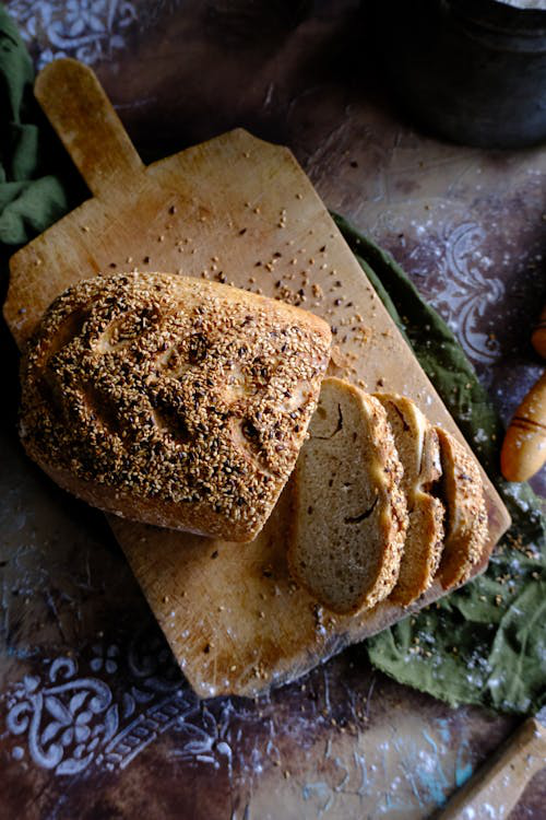  A loaf of bread on the counter. 