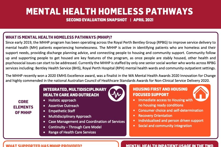 Mental Health Homeless Pathways: Second Evaluation Snapshot.