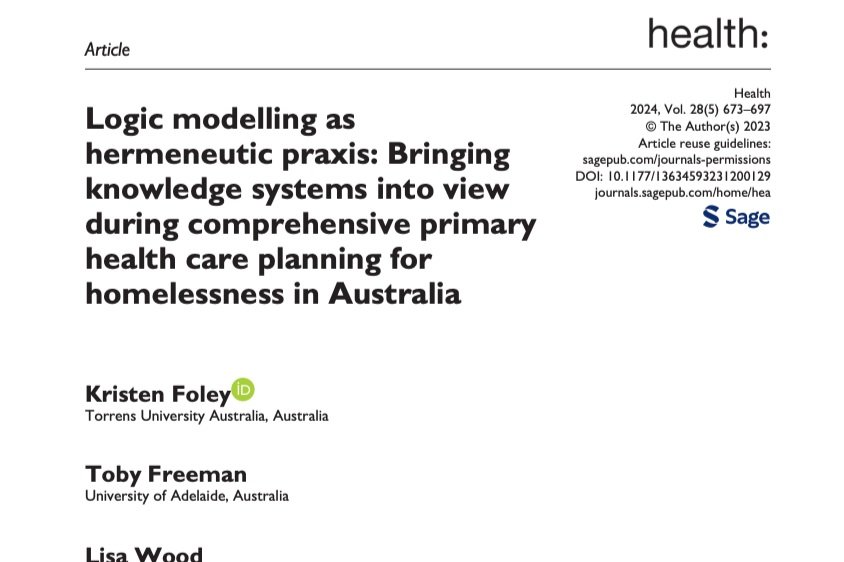 Logic modelling as hermeneutic praxis: Bringing knowledge systems into view during comprehensive primary health care planing for homelessness in Australia.