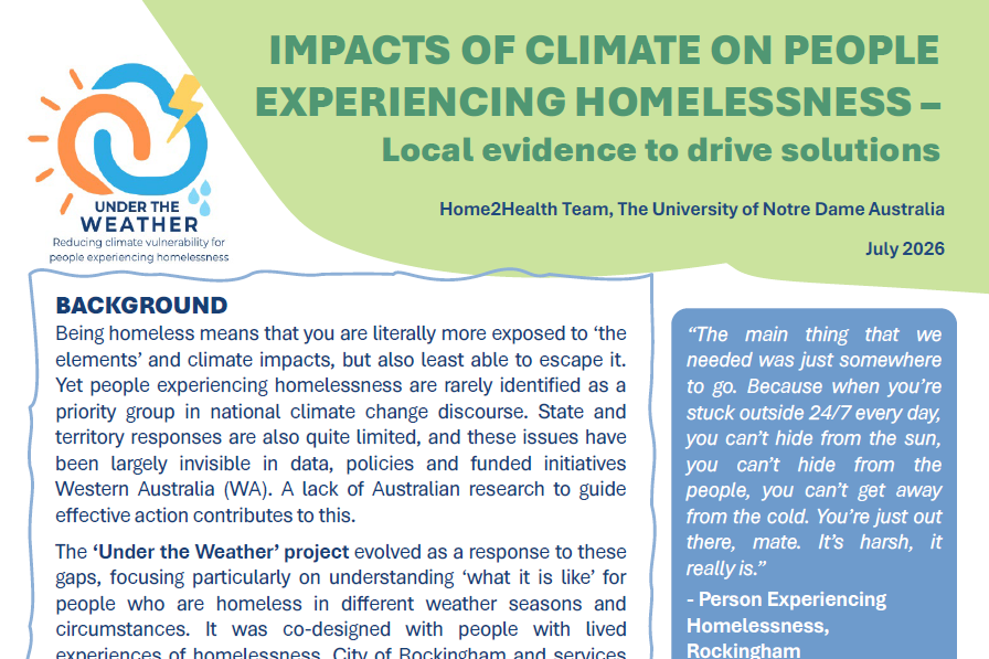 Impacts of Climate on People Experiencing Homelessness - Local Evidence to Drive Solutions
