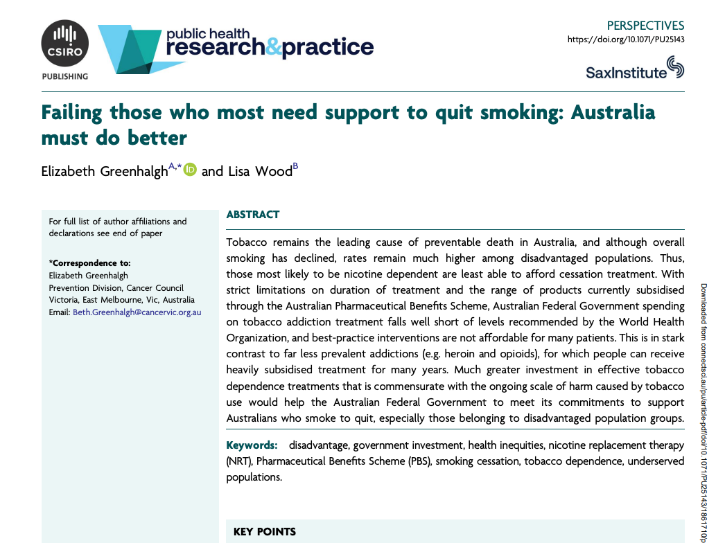 Failing those who most need support to quit smoking: Australia must do better