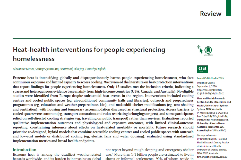 Heat-health interventions for people experiencing homelessness