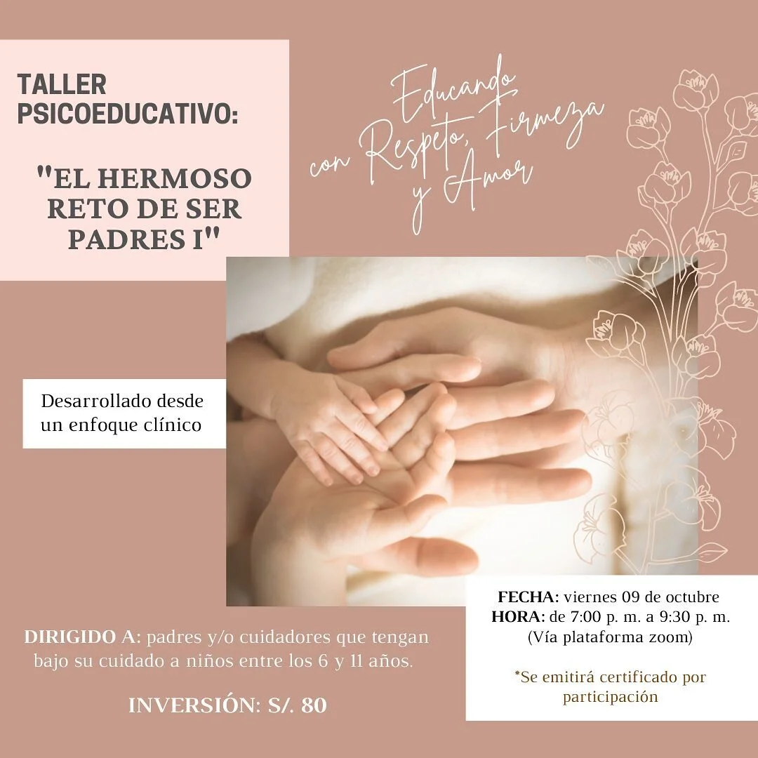 Quiero contarles que despu&eacute;s de varios meses de tener en mente el hermoso proyecto de psicoeducar (desde un enfoque cl&iacute;nico) a familias, docentes y personal m&eacute;dico, por fin tenemos todo listo para ofrecerles este lindo taller! 😍