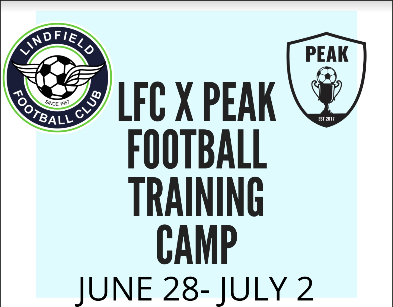 June/July LFC Peak Football Training Camp