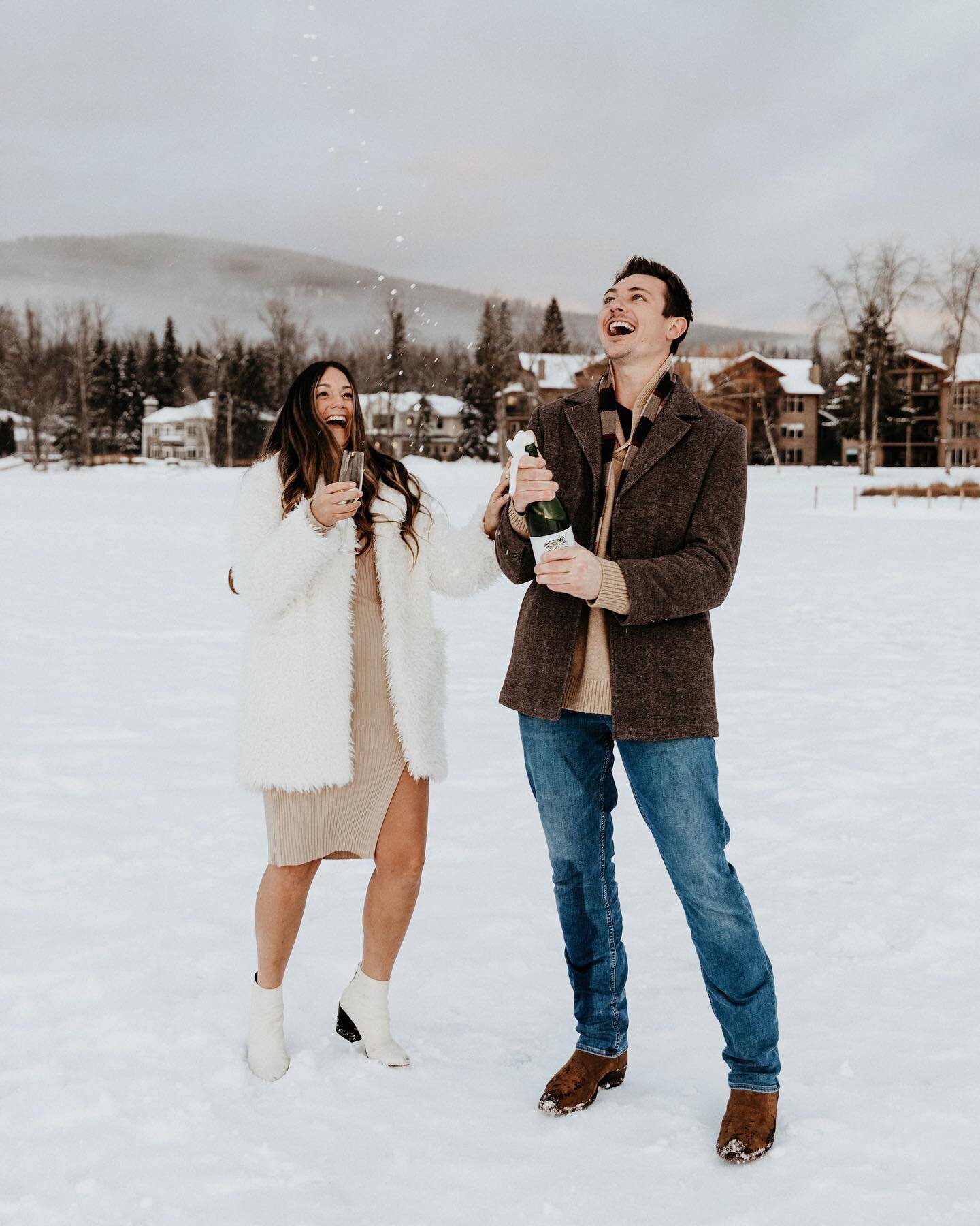 i&rsquo;m not sure it gets any dreamier than a surprise proposal in the middle of a frozen lake! so thankful to have been a part of this one. congratulations, clay + lyndsi!!! 🥂✨