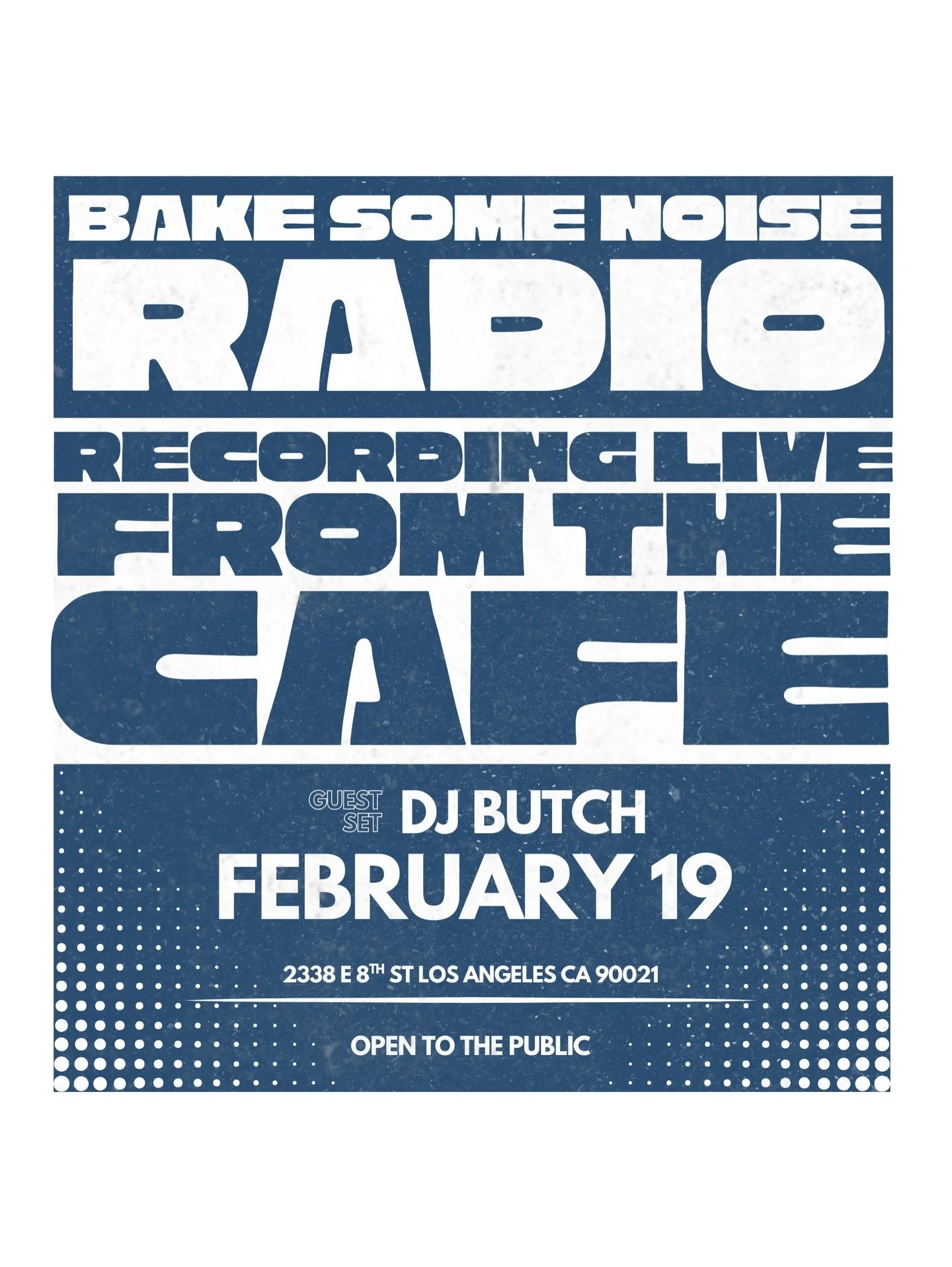 BAKE SOME NOISE RADIO, LIVE FROM THE CAFE TOMORROW. WHAT STARTED AS PLAYLISTS BACK IN 2021 NOW BECOMES A SERIES OF LIVE RECORDED SETS. THIS WEEK: @dj_butch. GOOD SOUND. WARM COOKIES. COLD MILK🍪🥛#bakesomenoise 

WE&rsquo;RE OPEN AS USUAL FOR WALK IN