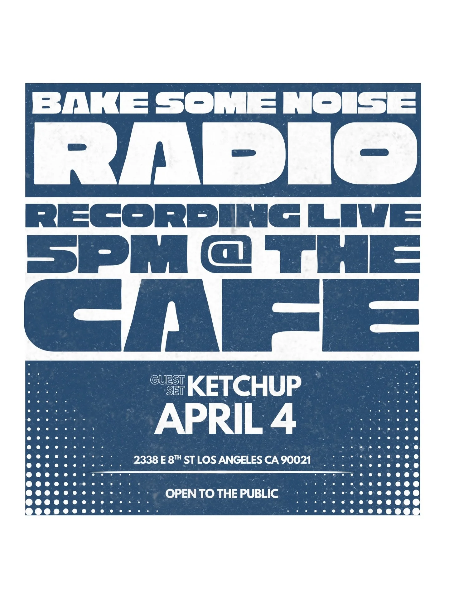 BAKE SOME NOISE RADIO 005 RECORDING LIVE AT THE CAFE TOMORROW. NO PLANS? STOP BY. HANG A BIT. GUEST SET BY @selectorketchup 🔊 #bakesomenoise