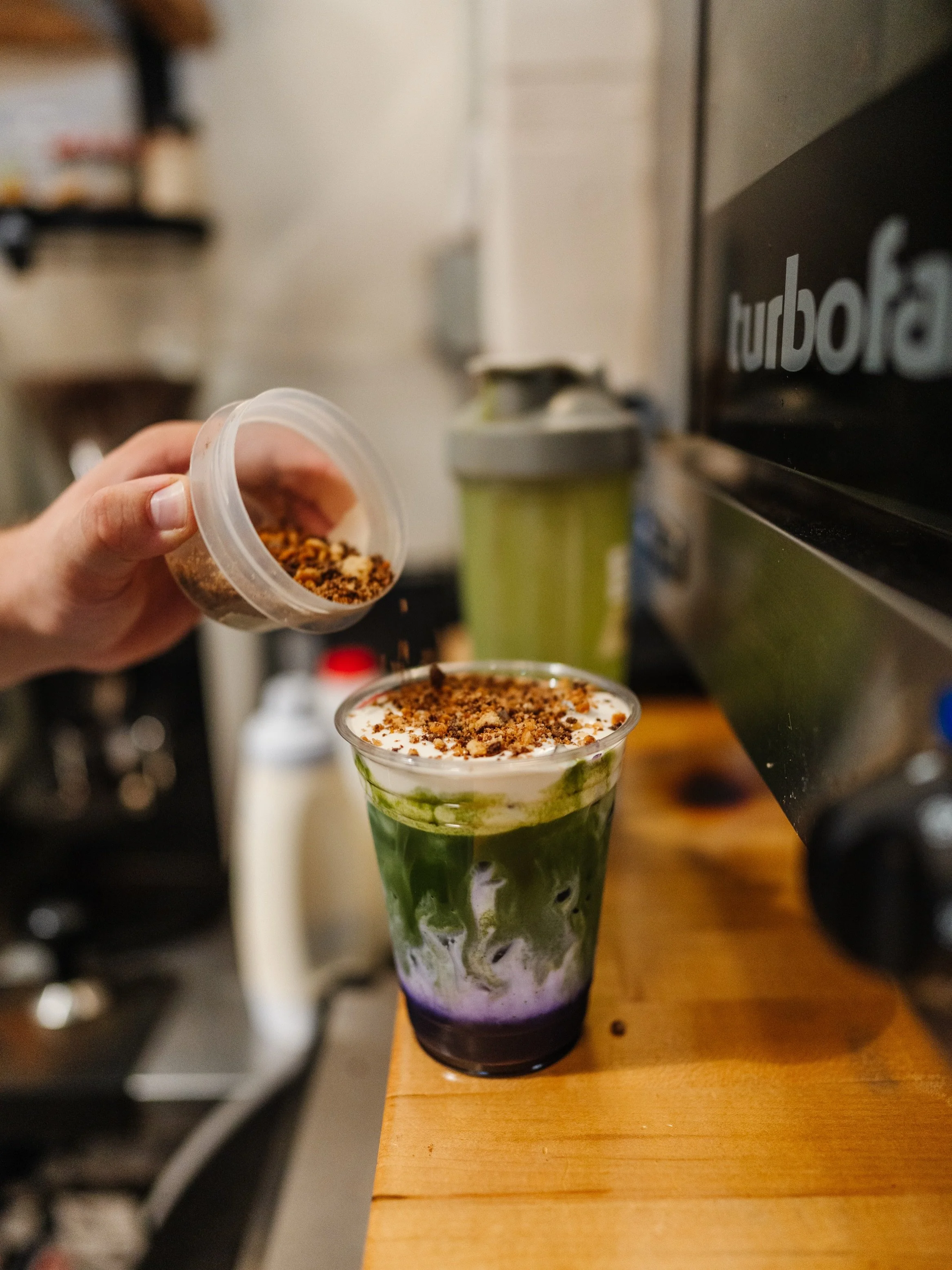 HOUSE-MADE UBE SYRUP, COLD FOAM &amp; COOKIE CRUMBLE BY YOURS TRULY 🍪 THE MOVE: SKIP THE STRAW, SIP THE FOAM, ENJOY THE CRUMBLE, THEN STIR IT ALL IN. 

AVAILABLE EVERY DAY THIS MONTH AT @bastionbakery. #bakesomenoise