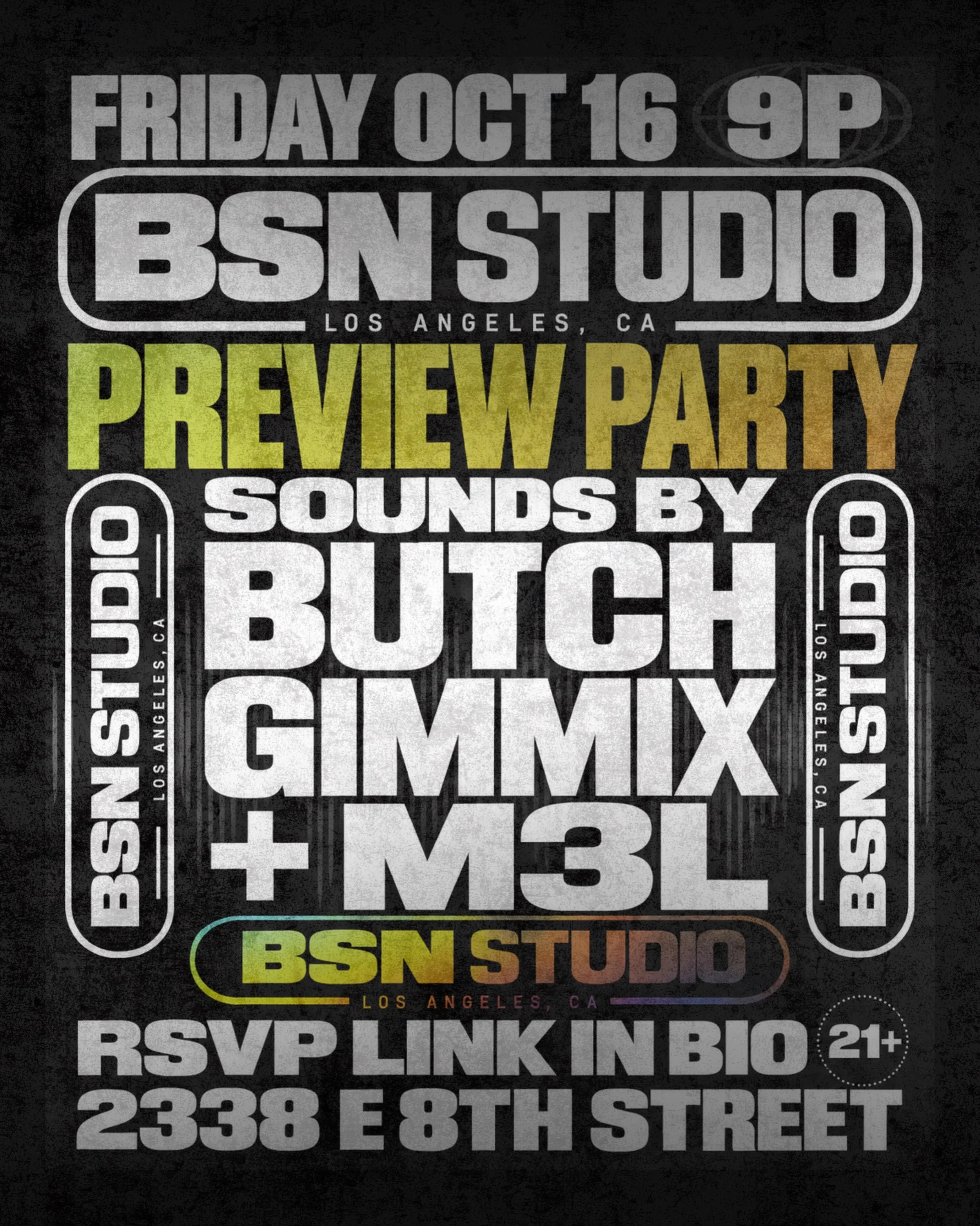 A LITTLE PREVIEW OF WHAT WE&rsquo;VE BEEN WORKING ON THIS FRIDAY! SOUNDS BY BUTCH, GIMMIX &amp; M3L. RSVP LINK IN BIO. #bakesomenoise