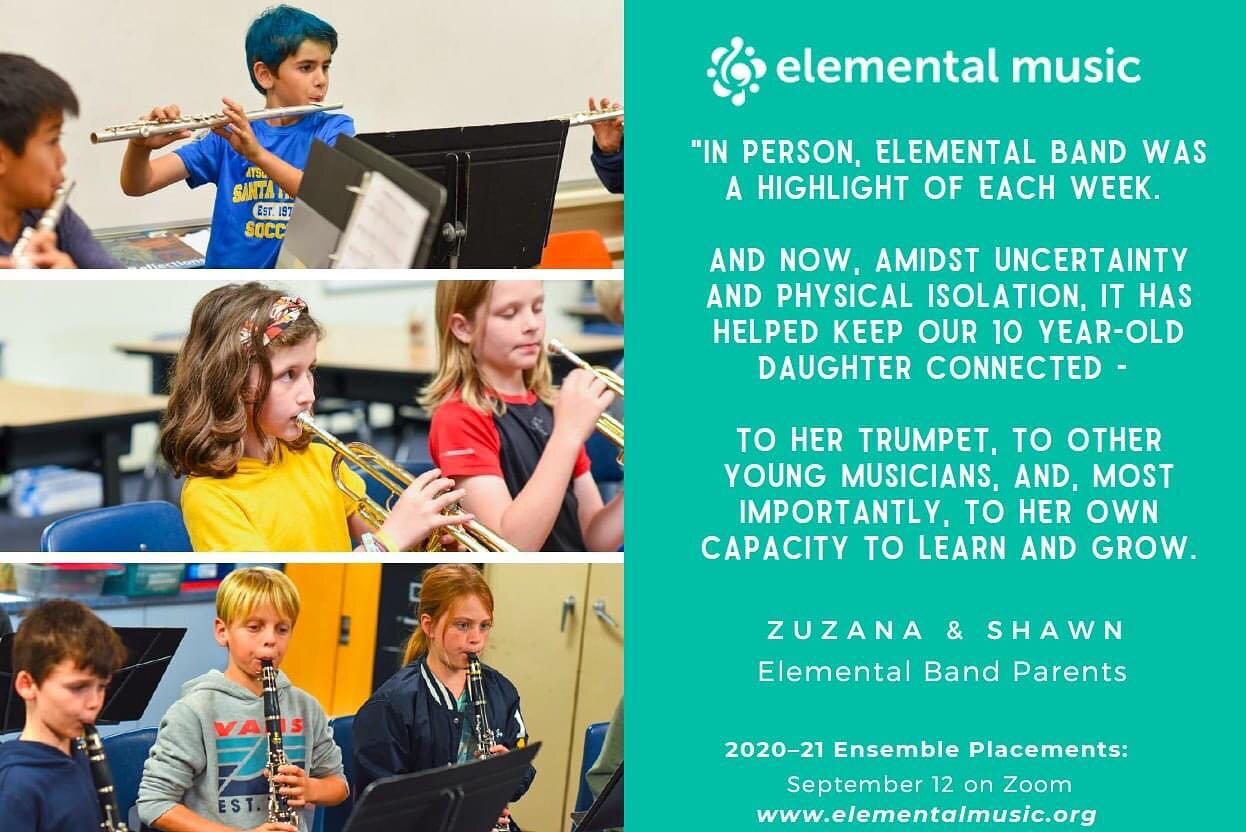 🎷 Elemental Band is led by Director Peter Senchuk. In addition to performing as a trombonist, Peter also is a busy composer and conductor. 🎶 He is also a DreamWinds coach at SMMUSD&rsquo;s Lincoln Middle School!
.
🎺 Elemental Band students get to 