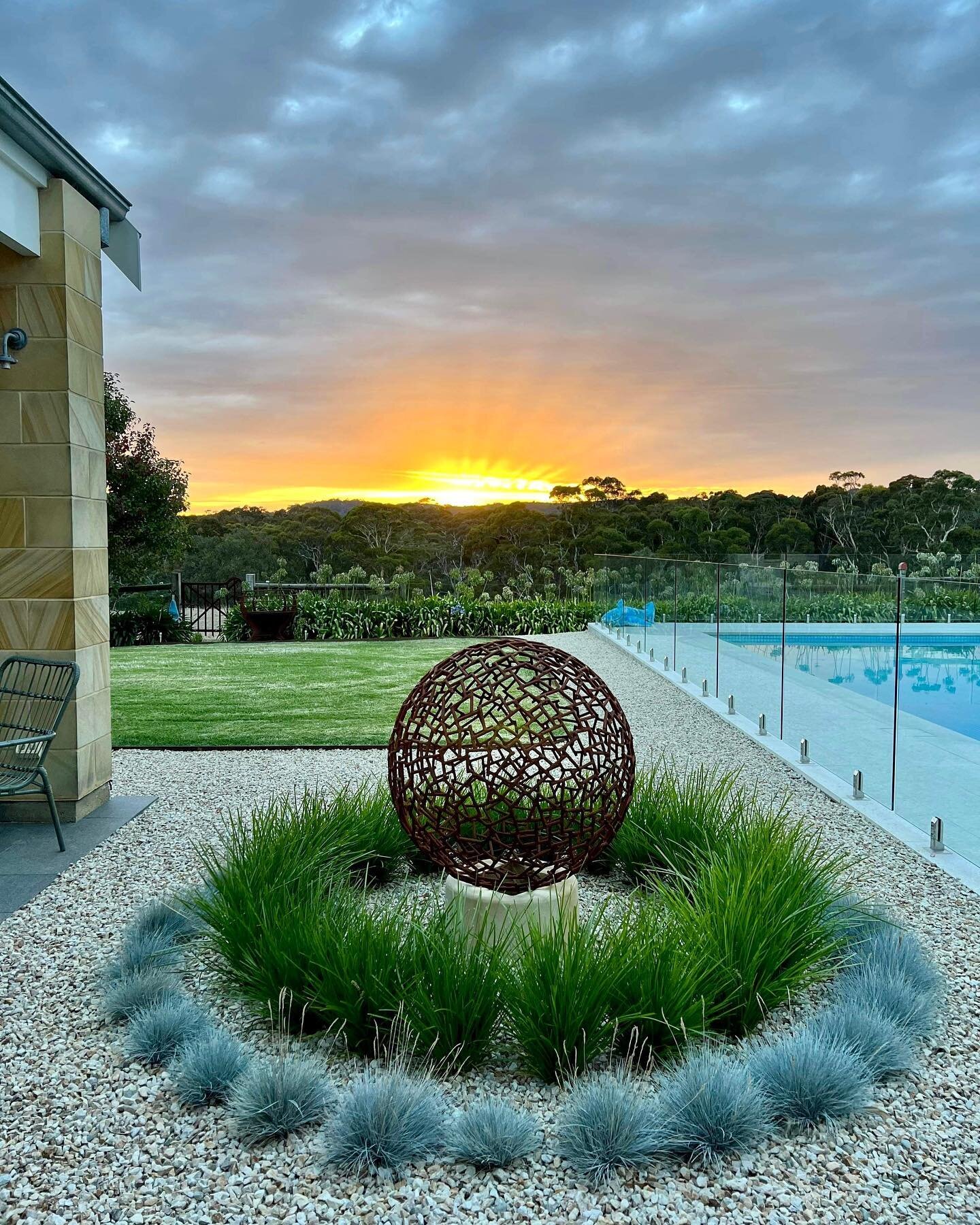 Sunrise on the Fleurieu Peninsular,  very special with this magnificent Autumn weather. Ocean Grey Honed 800x400 Pool coping and pavers. #fleurieulivingmagazine #fleurieupeninsula #australianmade #localbusiness #stone#limestone #travertine #landscapi