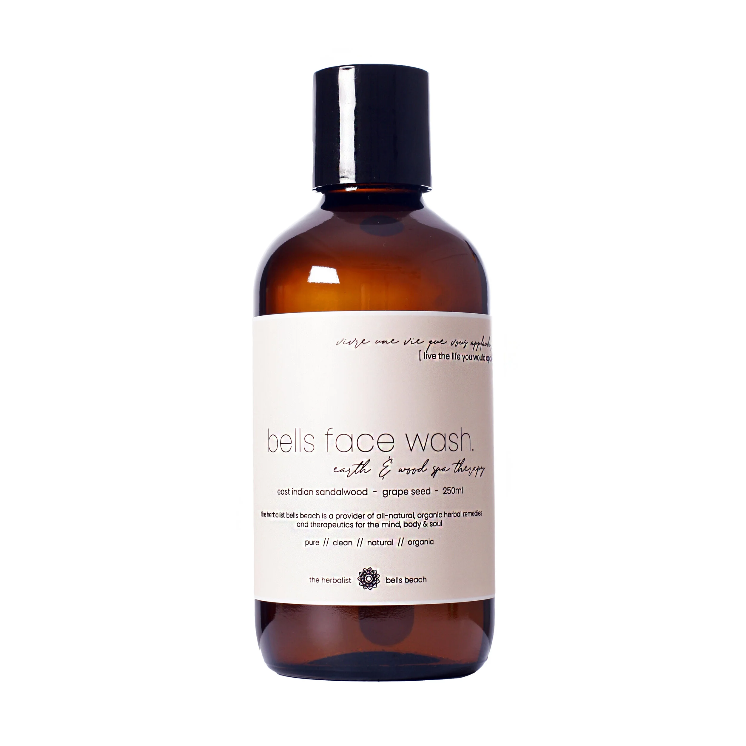 bells gentle east indian sandalwood & grape seed calming face wash - earth & wood