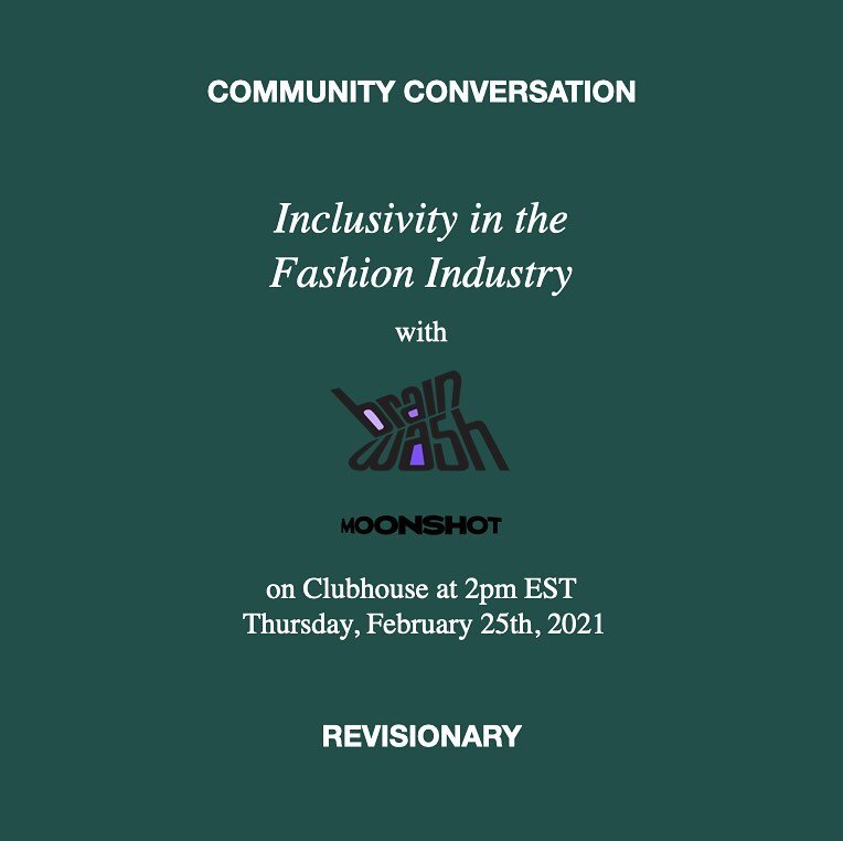 | join us tomorrow on clubhouse to chat about inclusivity in the fashion industry! this topic is central to our mission and often comes up in our newsletters. this event is a chance for you to join the conversation and share your own thoughts - we ca