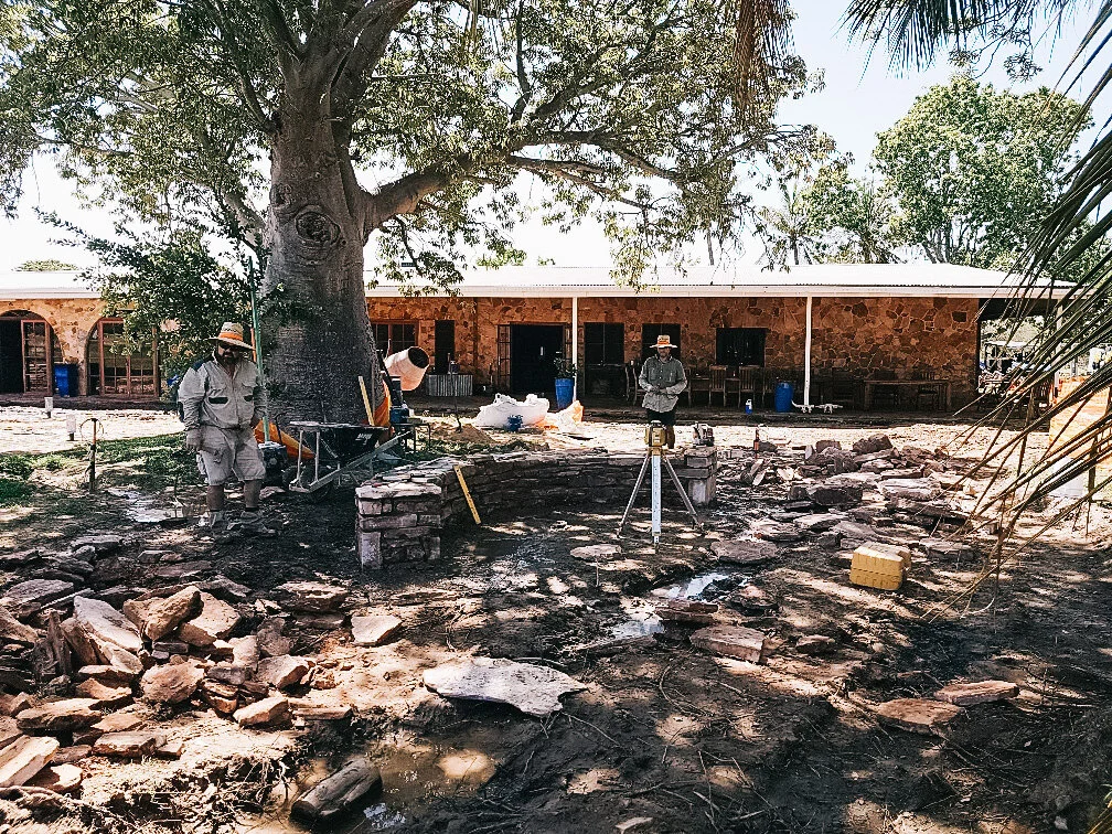 The stone work continues and the outdoor areas start to take shape.