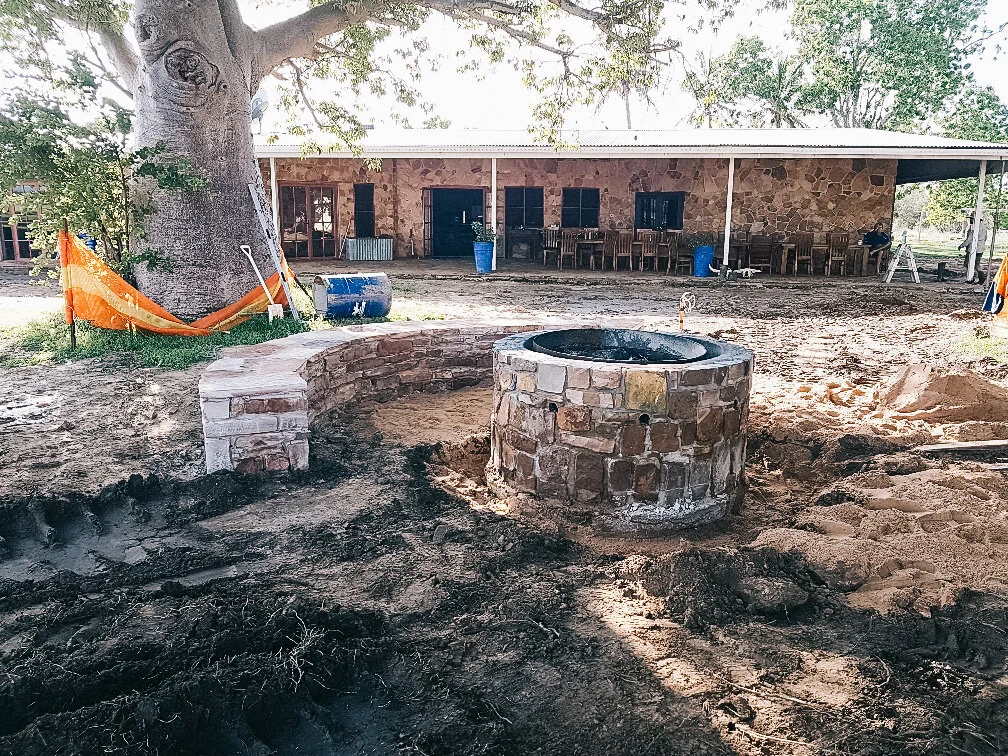 Installation of the fire pit.