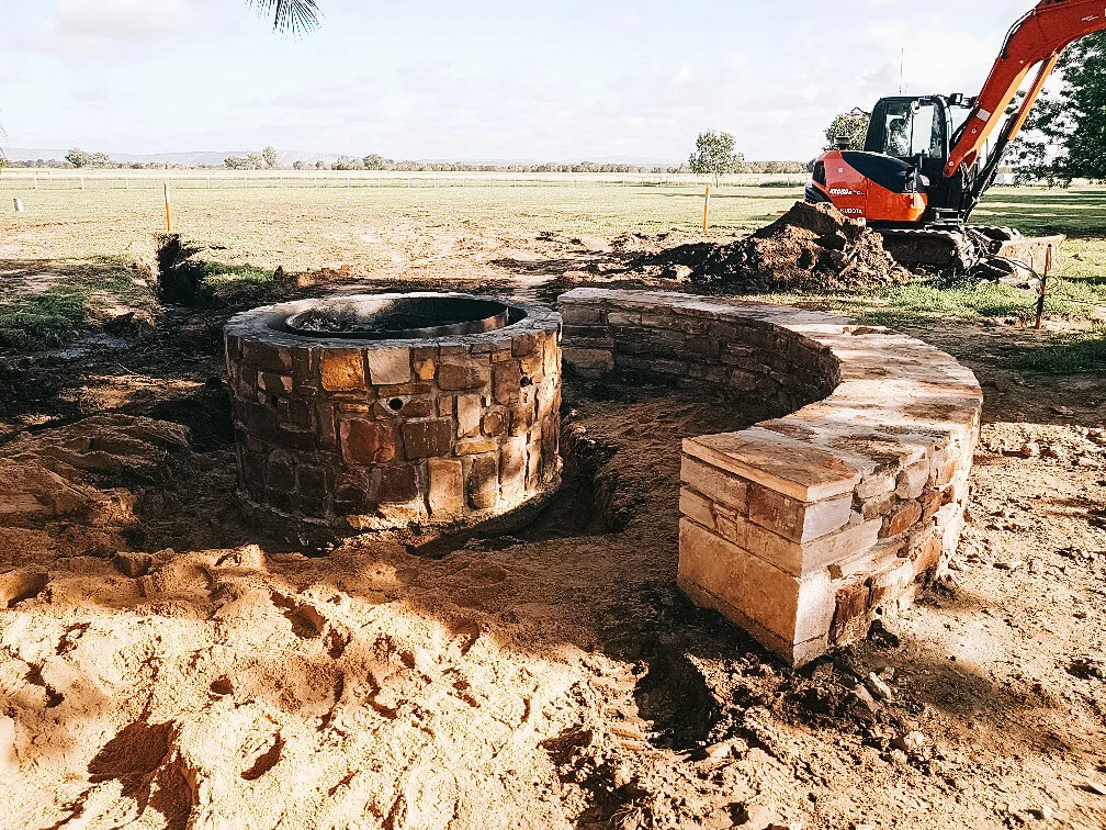 Installation of the fire pit.