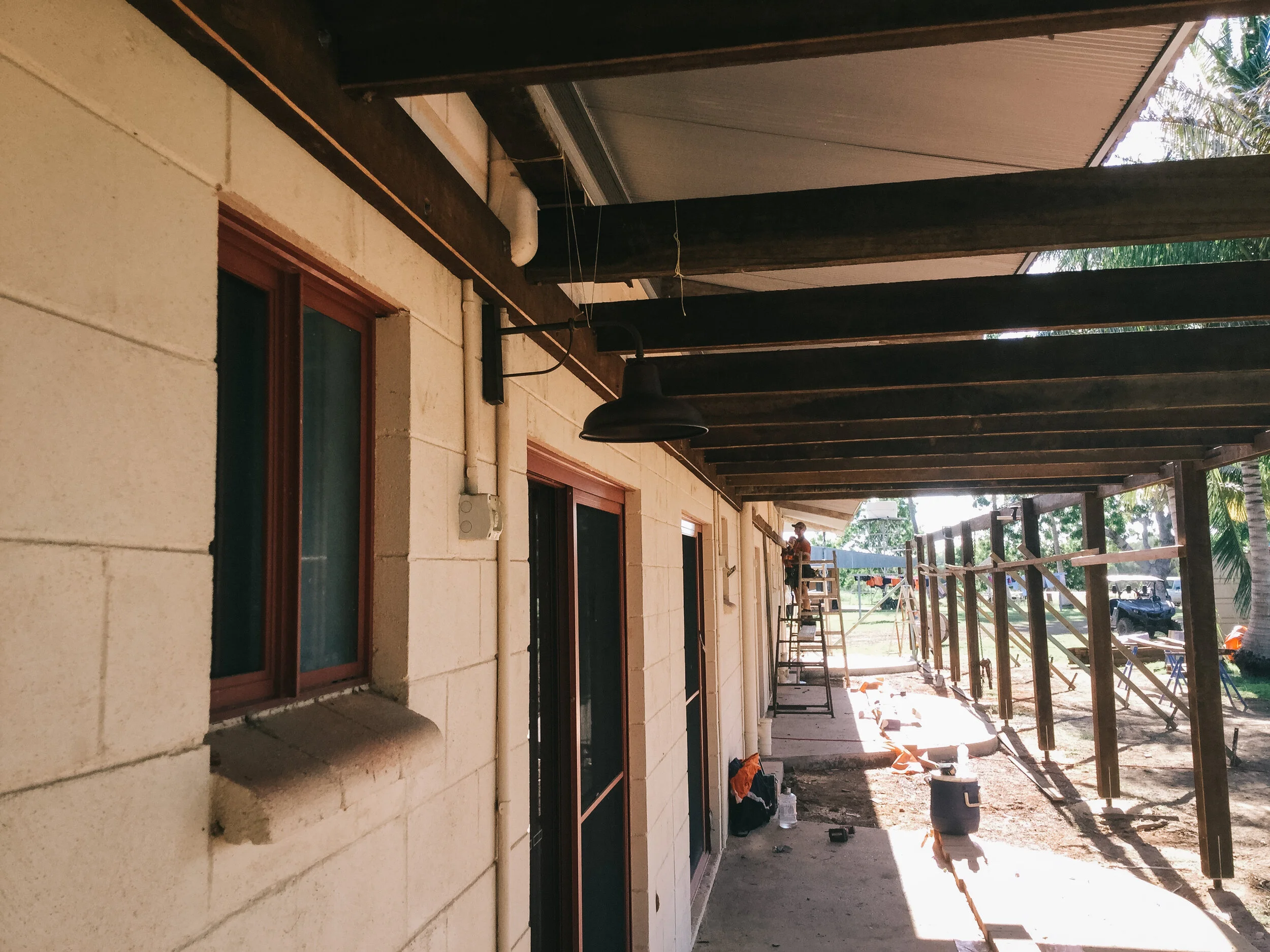 Timber work around the gusset accommodation.