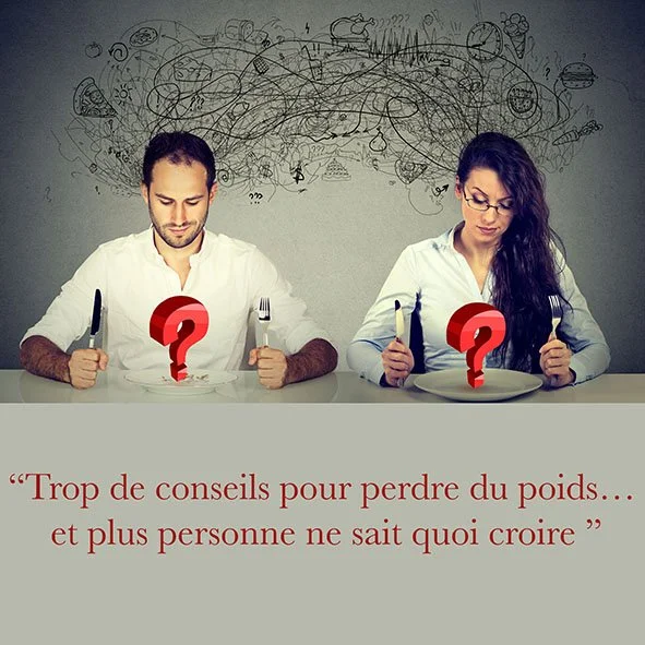 Personnes perdues face aux nombreux conseils alimentaires et injonctions contradictoires autour de la perte de poids