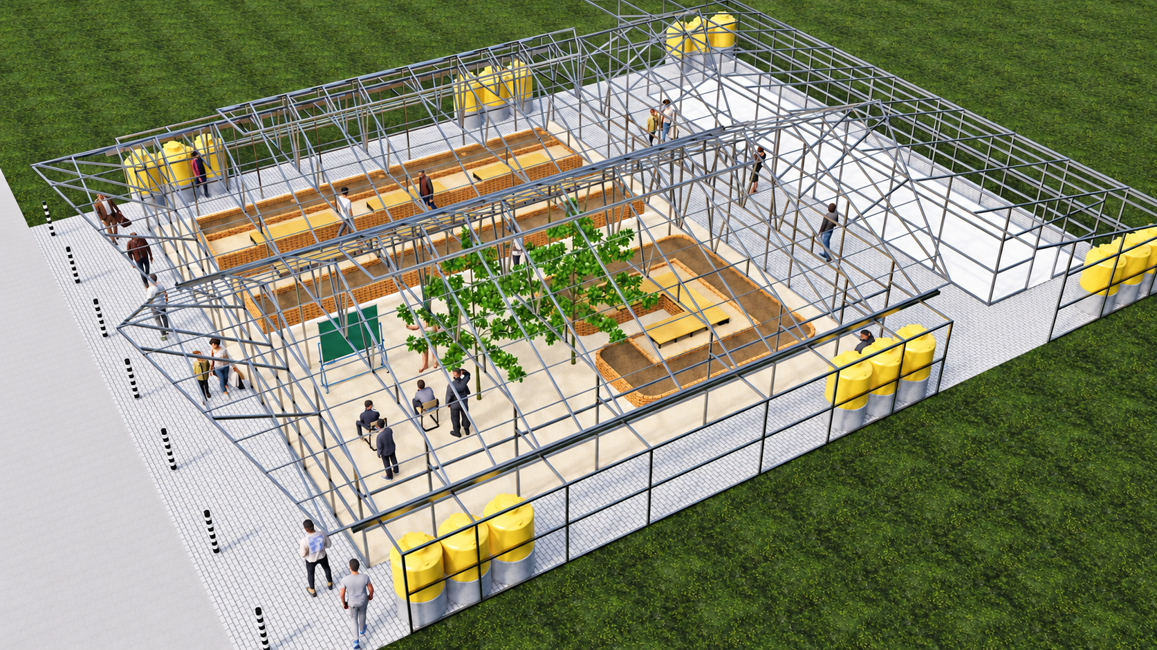 M2B1-Parallel Bay + C-Shaped Seating Bay-Exposed Structure Right View