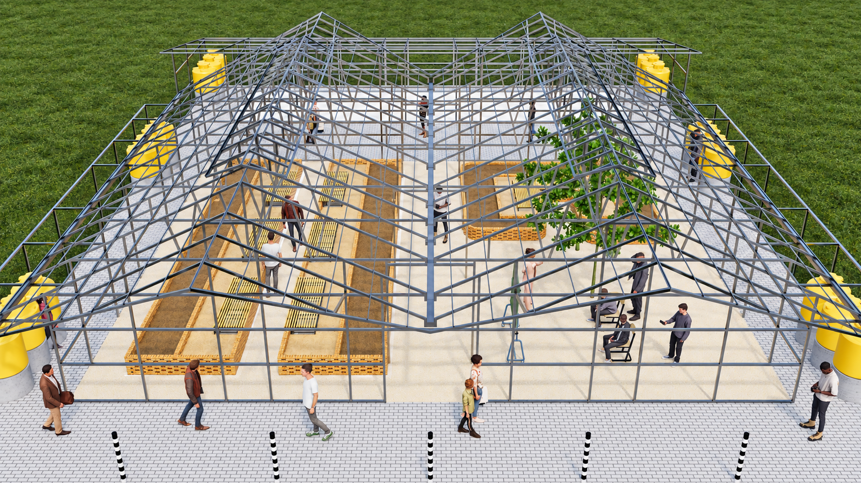 M2B1-Parallel Bay + C-Shaped Seating Bay-Exposed Structure View
