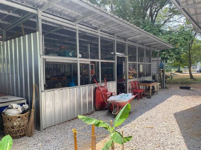 Rear sorting shed