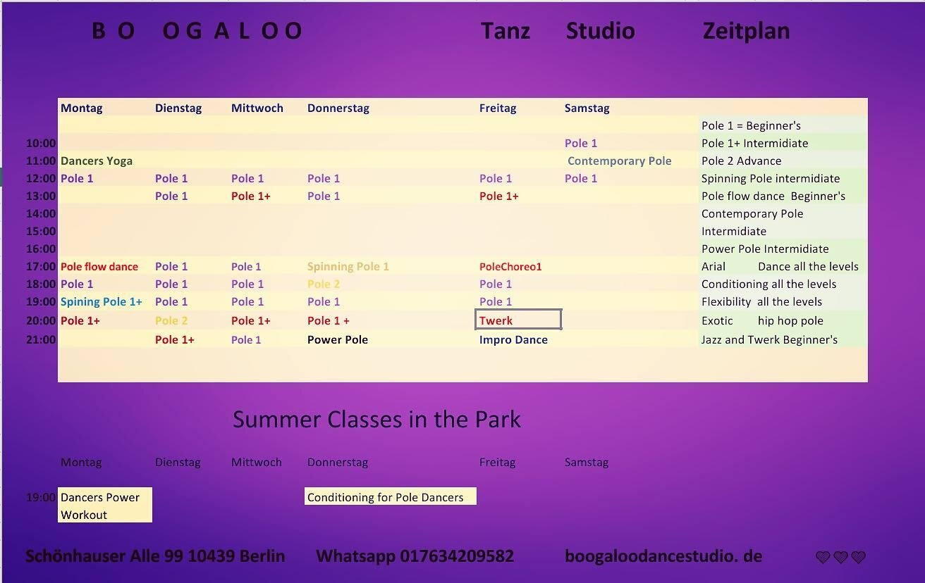 Show must go on 💃🏻 ...👯👯🌟💜
Hier we go New ZeitPlan and let dance ! 🤸🏻&zwj;♂️🧚🏻&zwj;♀️
More classes less people and a lot of fun !
Please contact as for reserve your places 👩🏻&zwj;💻 💜🙈 We can&rsquo;t n wait for see everybody again ✨✨🤸?