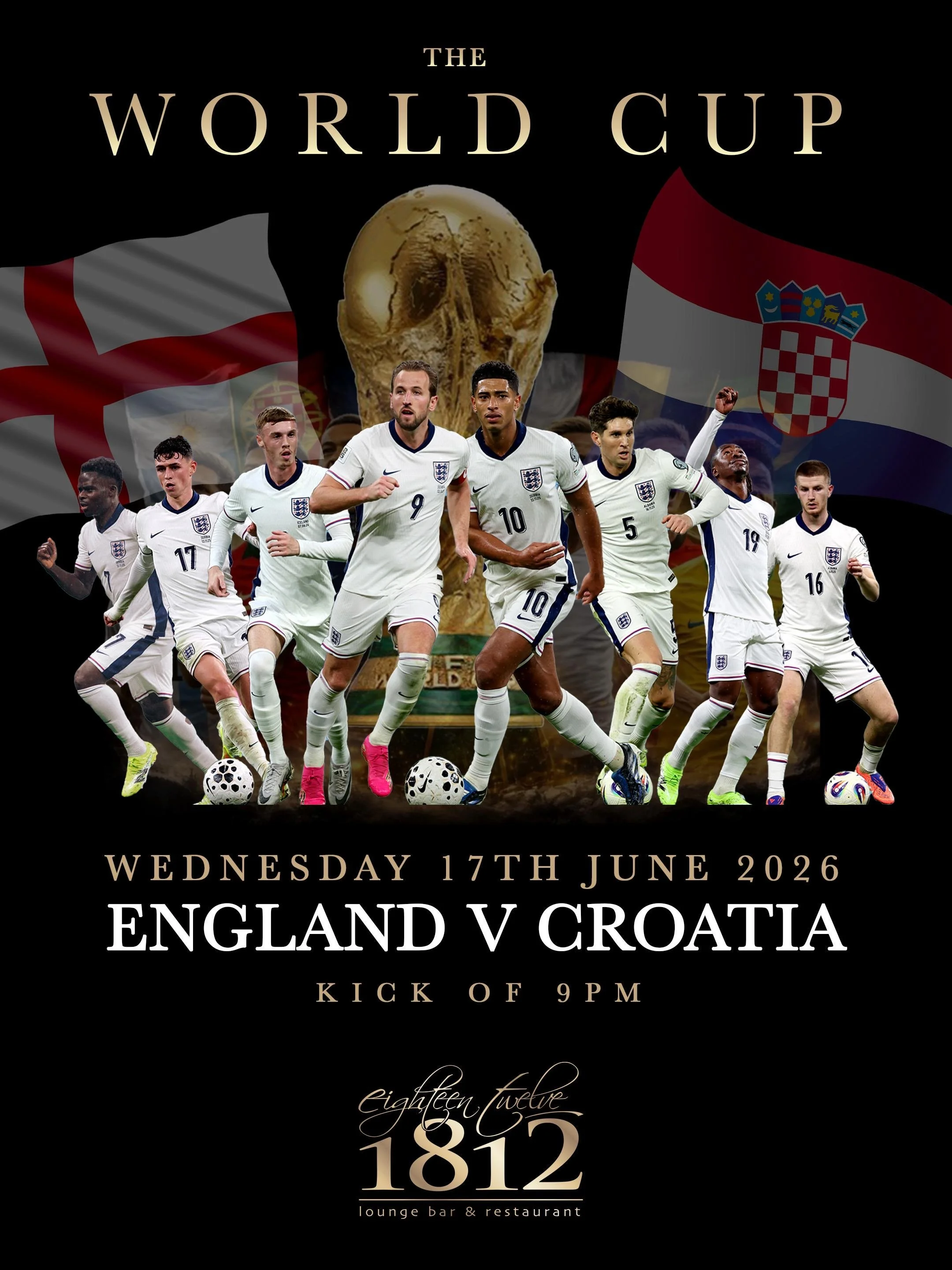 artwork shows the World Cup game date England vs Croatia live bournemouth