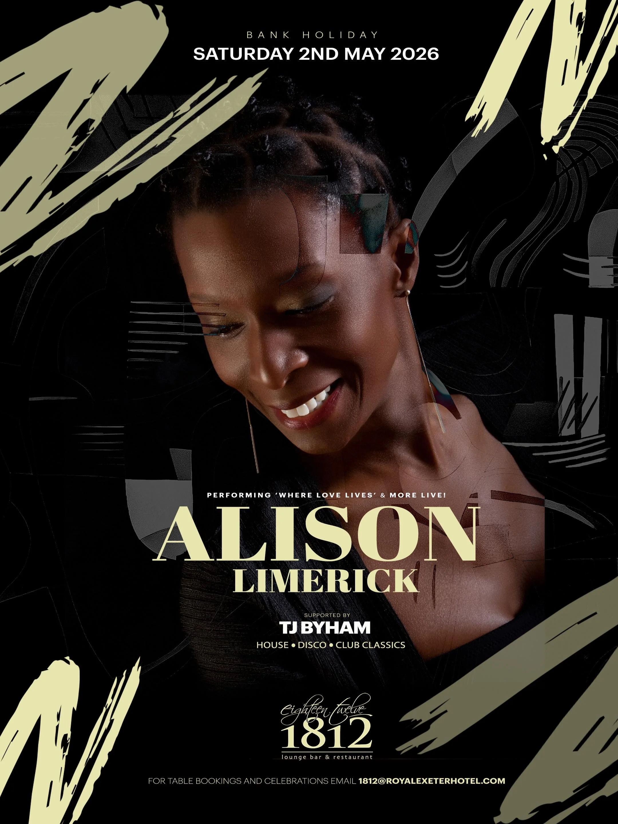 Alison Limerick live at 1812 Lounge, Bank Holiday Saturday 2 May 2026 with TJ Byham