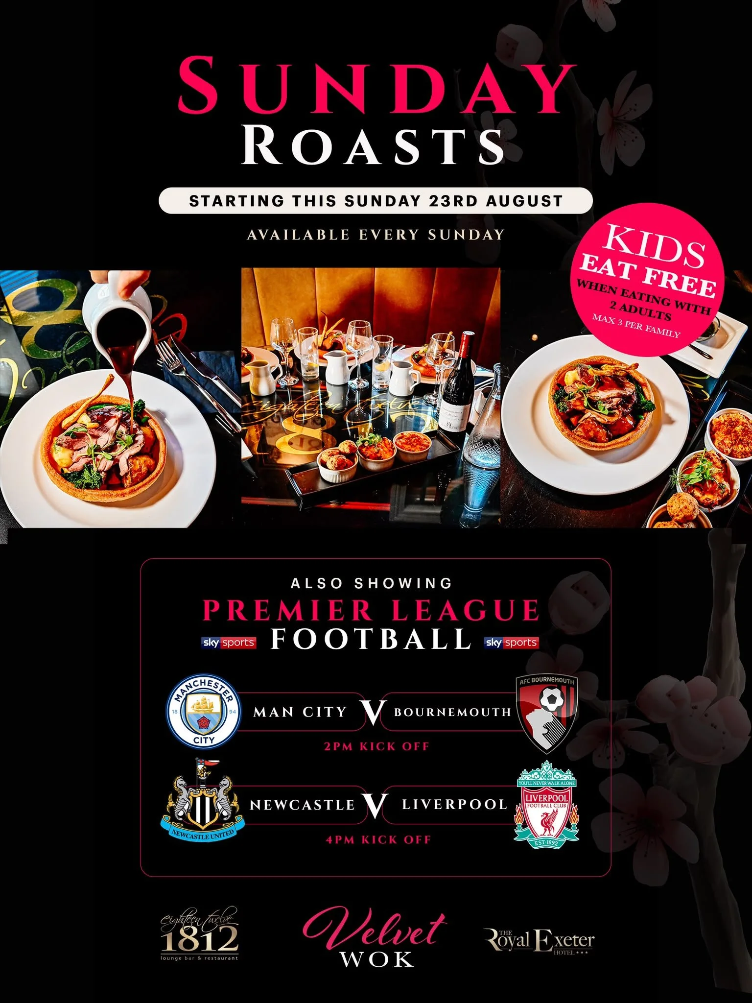 sunday roast in bournemouth artwork kids eat free football premier league