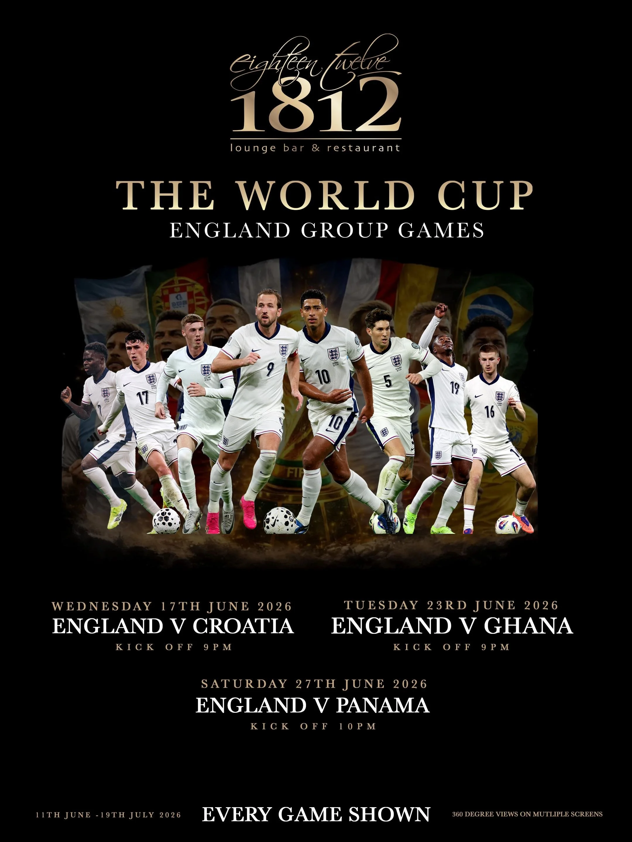 England group game artwork showing dates the World Cup