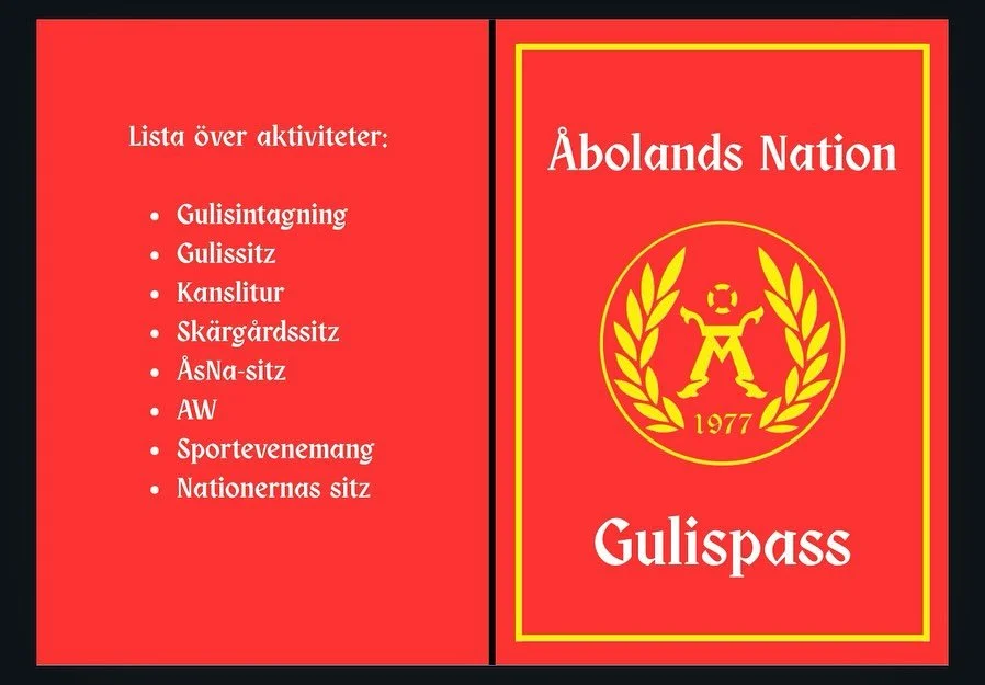 Gulisar! &Auml;nnu har ni tid att b&ouml;rja fylla ut ett gulispass ifall ni inte b&ouml;rjat &auml;nnu! 

Bilden ovanf&ouml;r visar hur &Aring;bolands Nations gulispass ser ut i &aring;r. Tyv&auml;rr har vi inga flera fysiska exemplar men ni kan sam