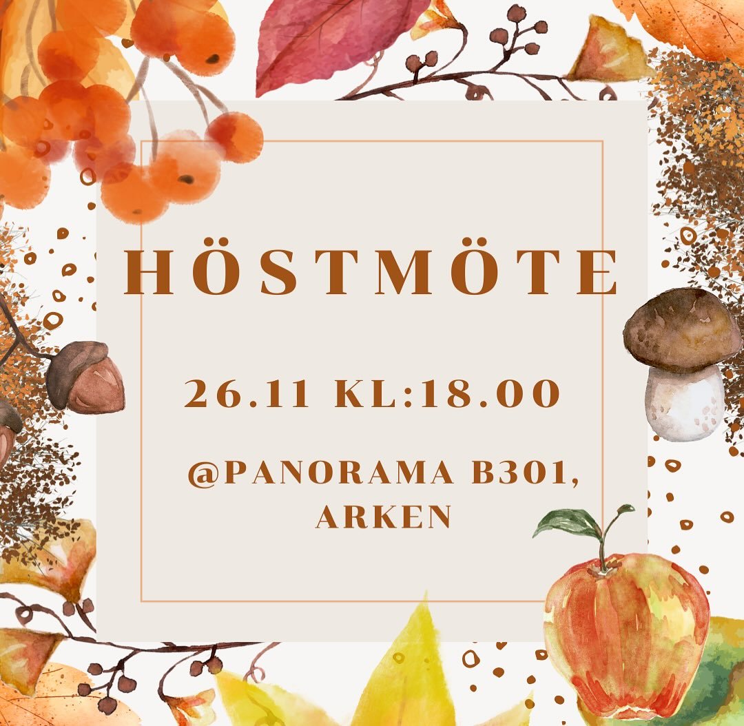 K&auml;ra &Aring;sNor! 
Bladen har b&ouml;rjat falla fr&aring;n tr&auml;den och h&ouml;stm&ouml;tet n&auml;rmar sig. &Auml;r du medlem &auml;r det din chans att komma och p&aring;verka nationens verksamhet! (Och &auml;ta pizza s&aring;klart ;))

M&ou