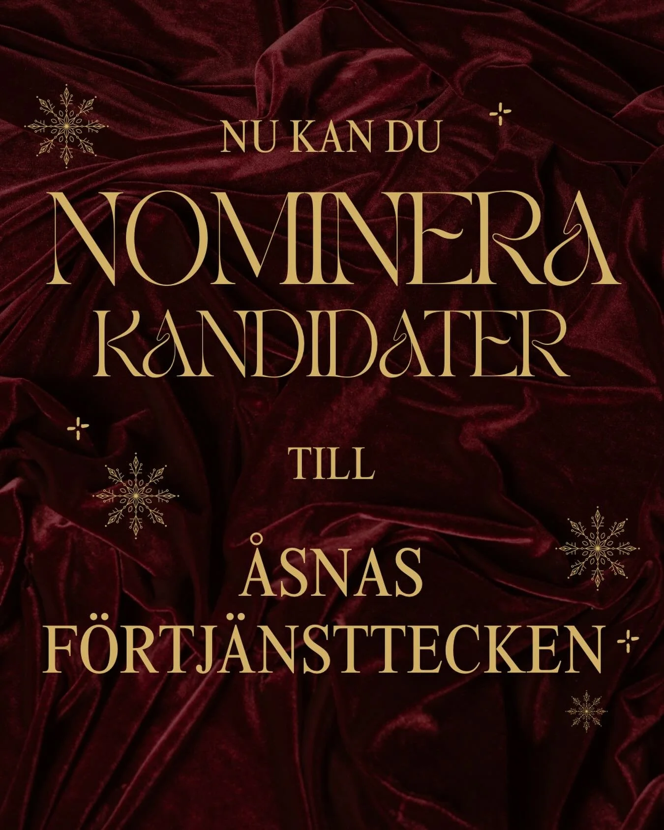 &Aring;snor och v&auml;nner!

Nu kan du nominera kandidater f&ouml;r &Aring;sNas f&ouml;rtj&auml;nsttecken!

Personen b&ouml;r ha varit aktiv inom f&ouml;reningen en l&auml;ngre tid (g&auml;rna &auml;ven suttit i styrelsen), bidragit till sammanh&ari
