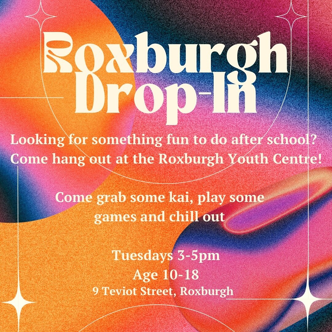 Roxburgh &mdash; we&rsquo;re back for Drop-In starting tomorrow! 🤩

Come along to the Roxburgh Youth Centre on Tuesdays from 3-5pm! Grab some kai, jam some pool, play some board games and chillax 🍕🎱👾😎