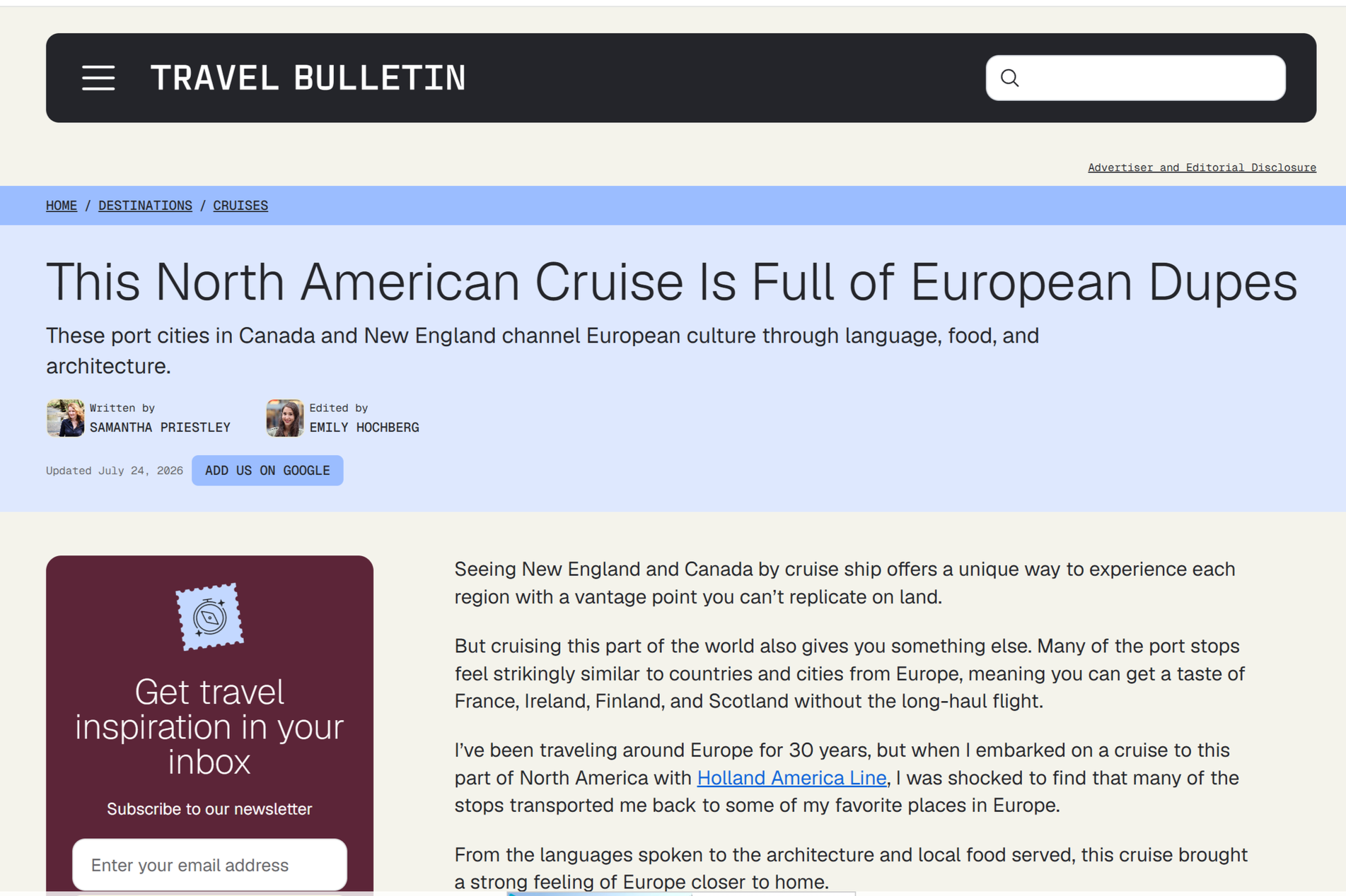 Travel Bulletin