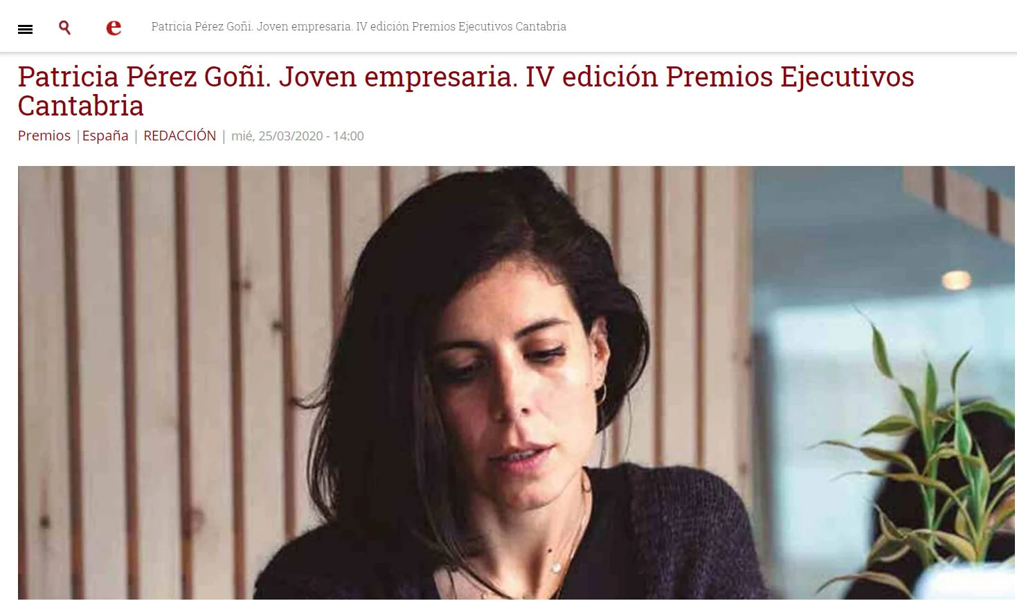 Patricia Pérez. Joven empresaria. IV edición Premios Ejecutivos Cantabria
