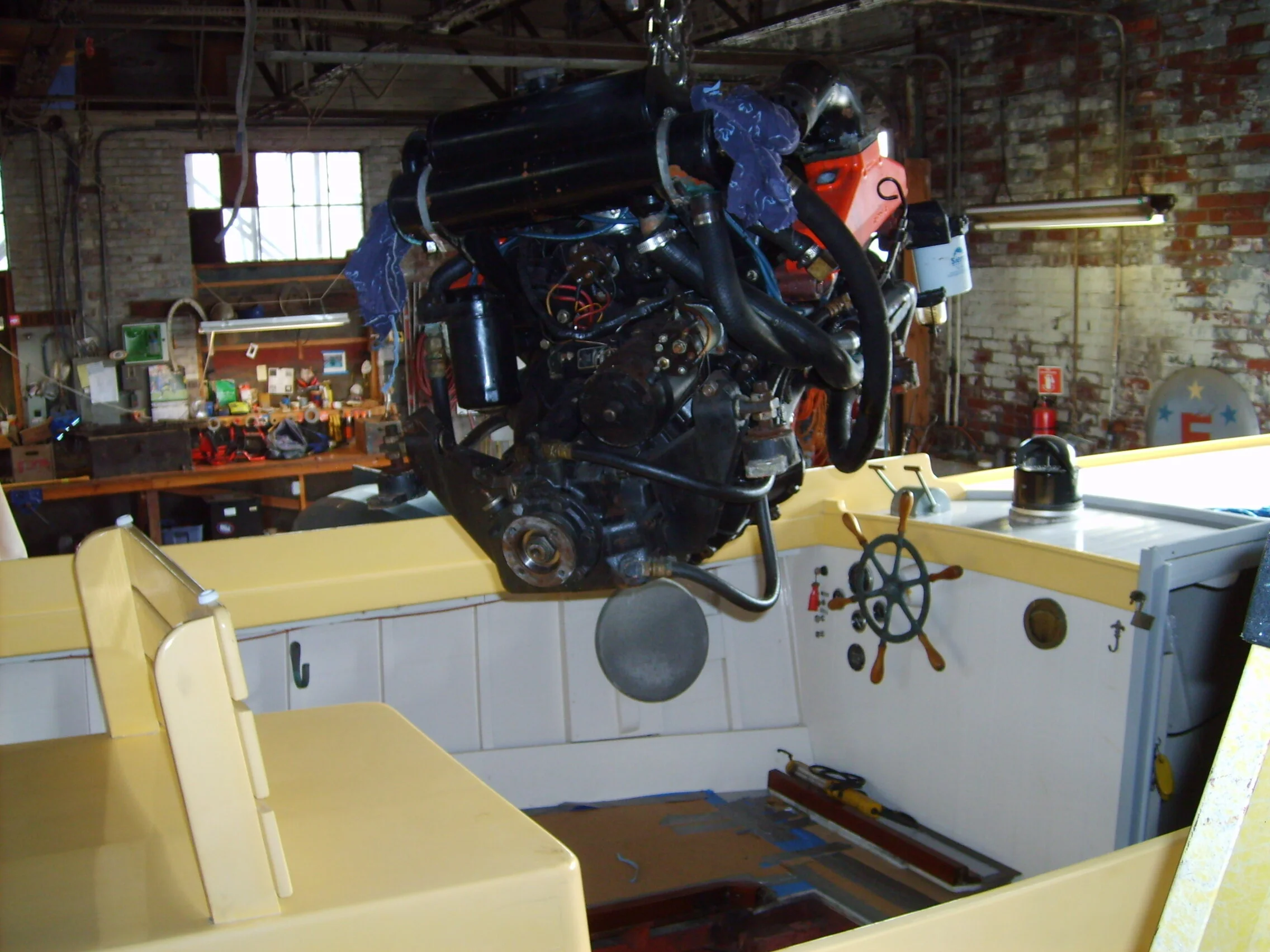Finkeldey 26' custom bass boat, Scaup  diesel engine install