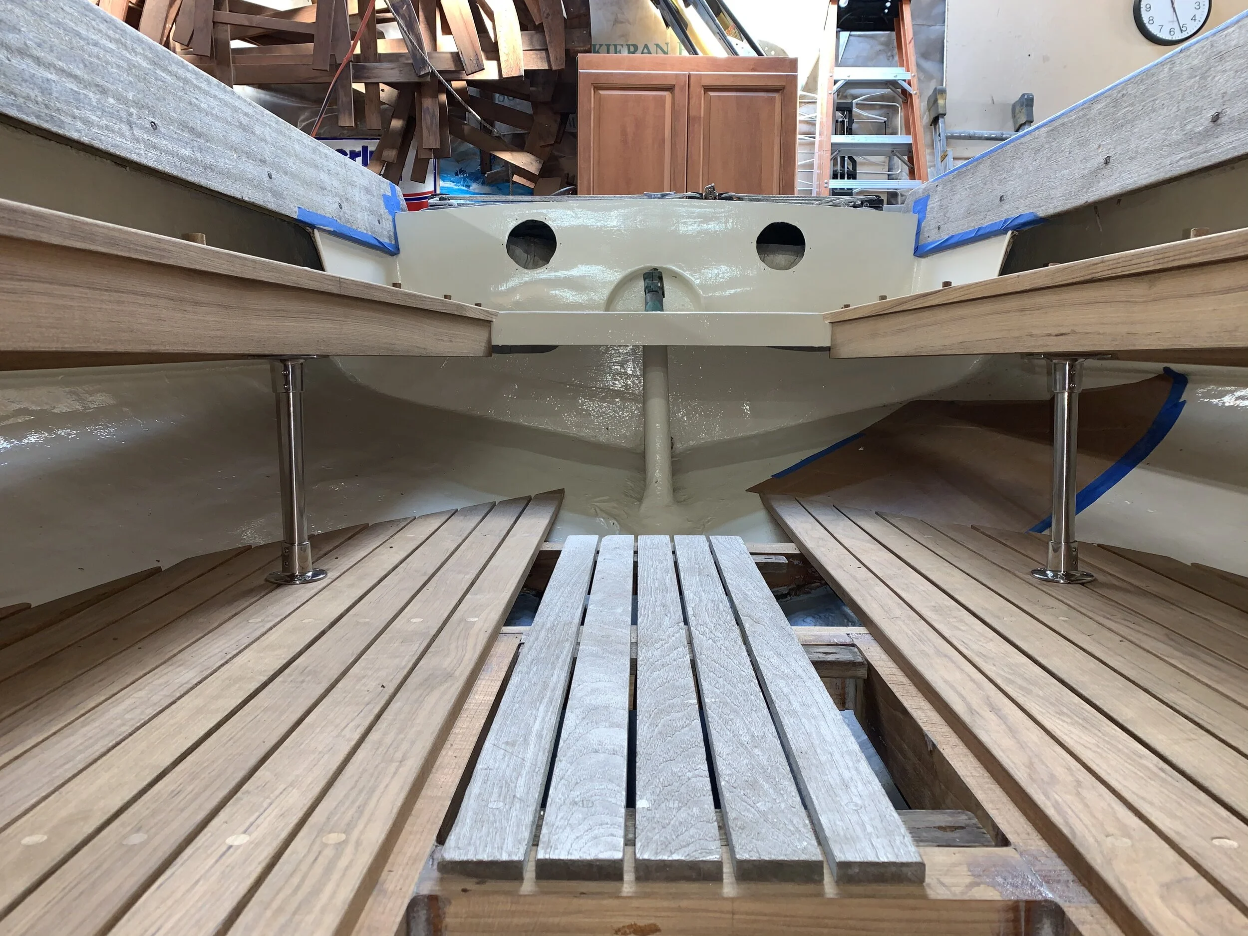 Pearson Ensign teak sole and benches, Effie