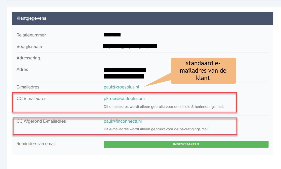 Module naverrekenen: Mogelijkheid om cc-mail te sturen naar agent ...
