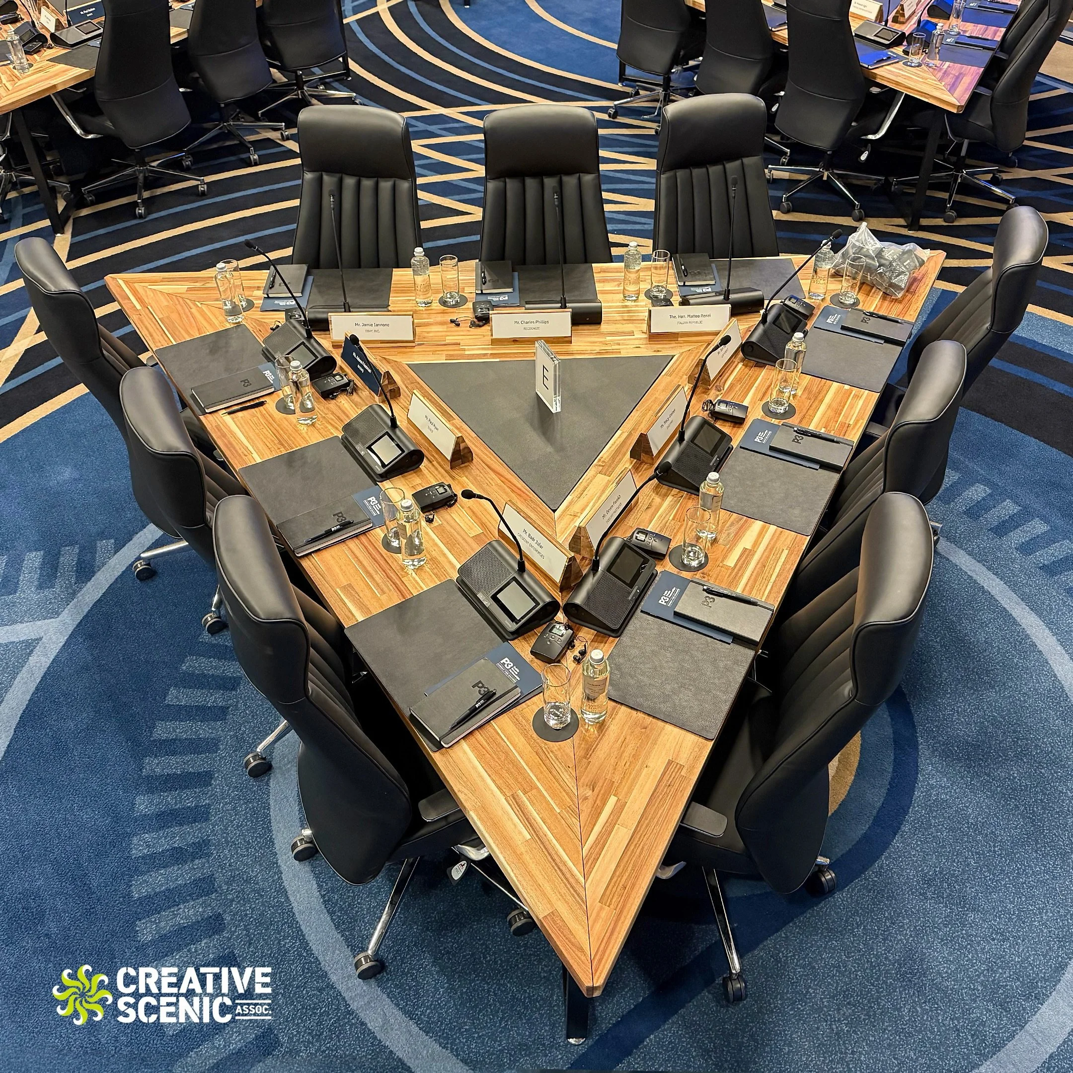 Custom fabrication comes in a lot of shapes. Sometimes it&rsquo;s nine solid wood conference tables shaped like triangles, custom-built for the P3 Public-Private Partnerships Summit. What were they discussing at this meeting? Triangulation, probably.