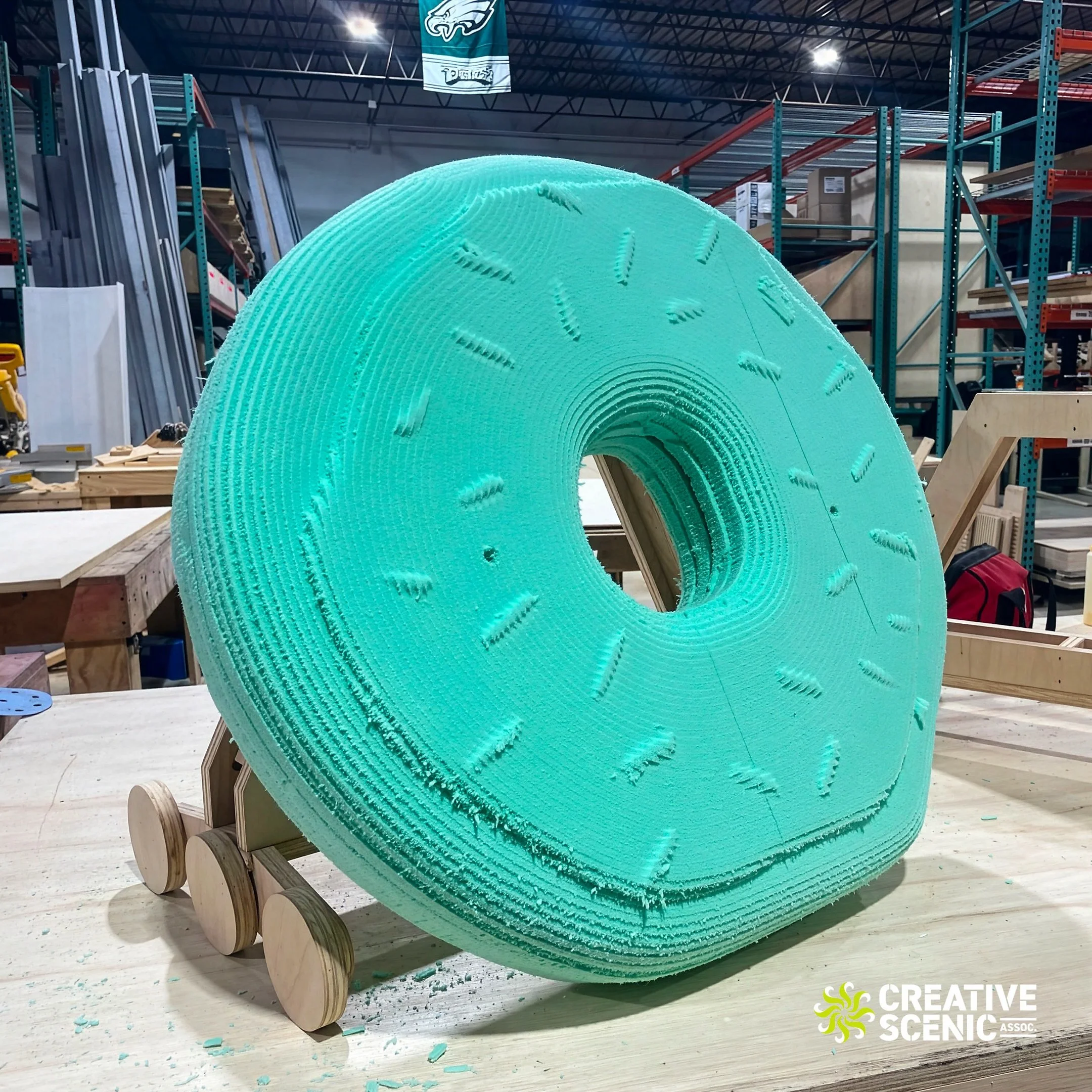 Time to make the donut. 🍩 This was for Ansa&rsquo;s booth at NRF in January of 2024 at the Javits Center in NYC. A plywood build with backlit prints and acrylic accents, topped off by a big spinning donut we CNC&rsquo;d out of foam. The tricky part 