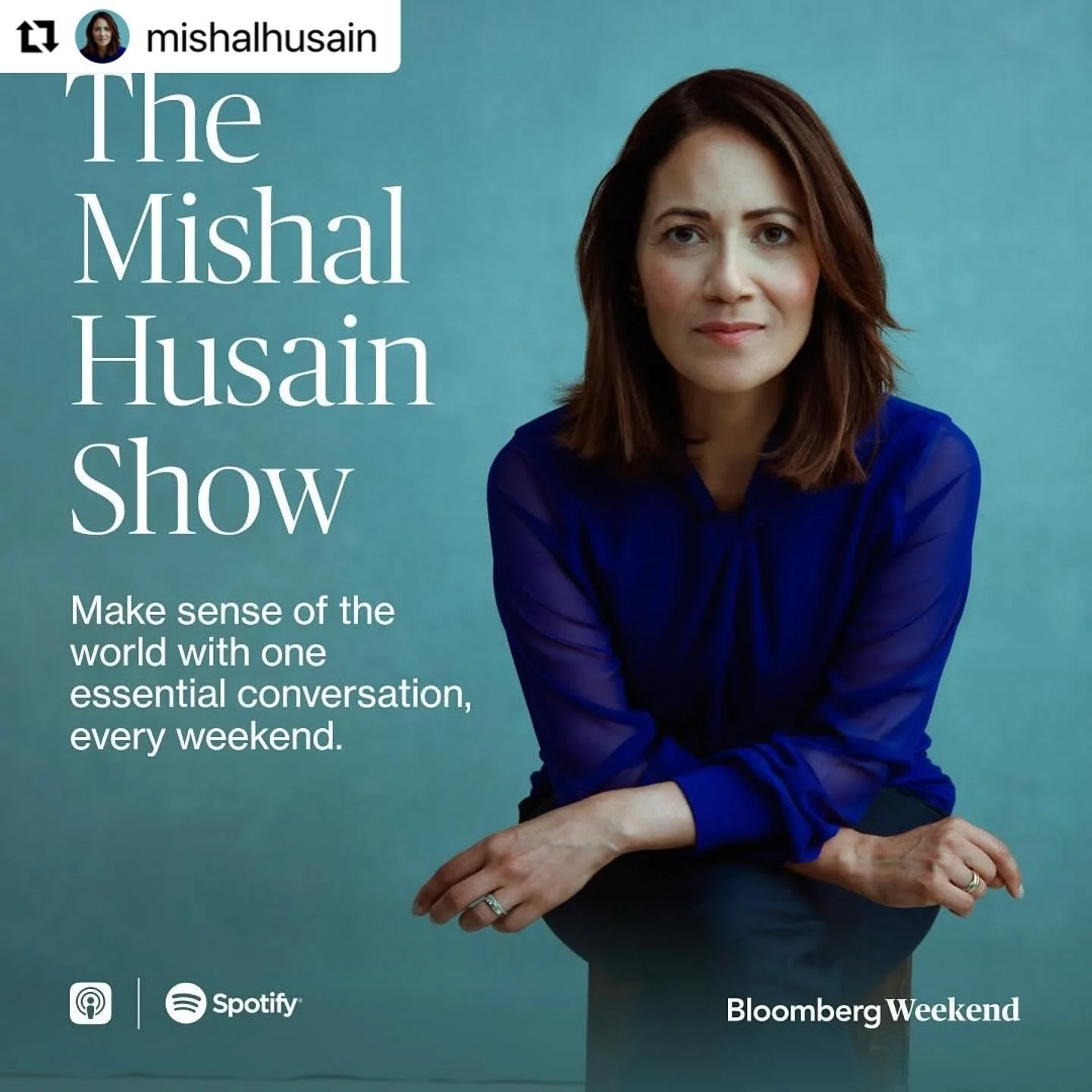 #Repost @mishalhusain with @use.repost
・・・
Thank you @charlieclift for &lsquo;The Mishal Husain Show&rsquo; photos .. and @louiseheywoodmakeup, a friend for the last 40 (!) years. To everyone involved ahead of Episode 1 - Mark Carney - dropping on Fr