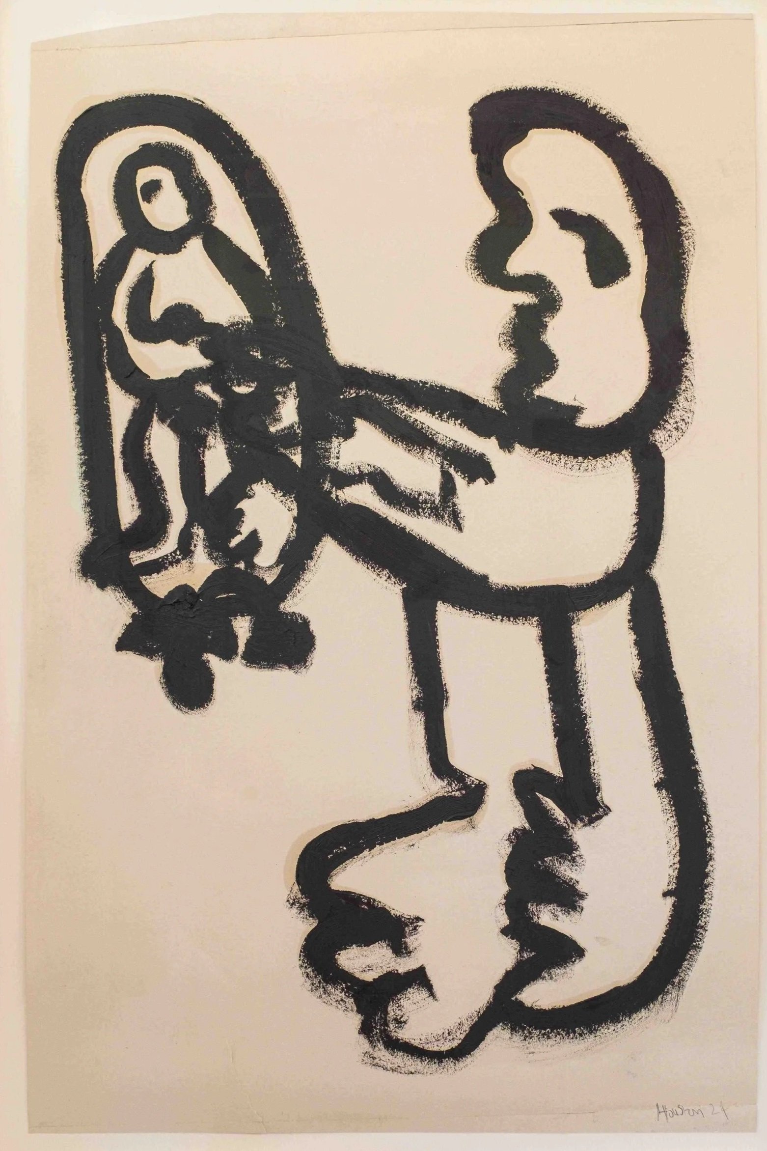 Painting by Katie Houston of a baby being washed