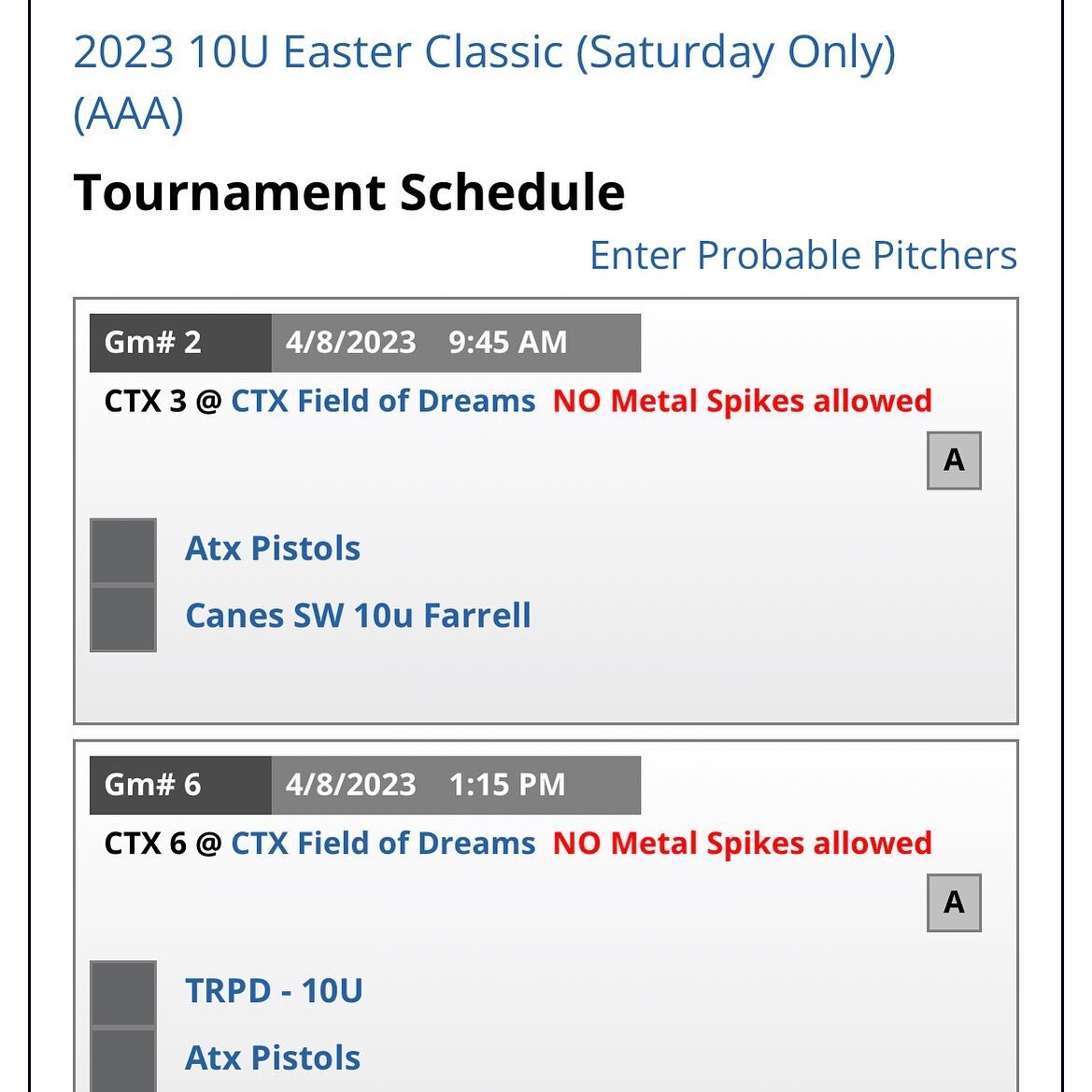 Pistols are ready for the challenge of jumping up to AAA this weekend. We may be the youngest team out there but we will never make excuses and the constant challenges we put in front of these boys is paving the way for future success on and off the 