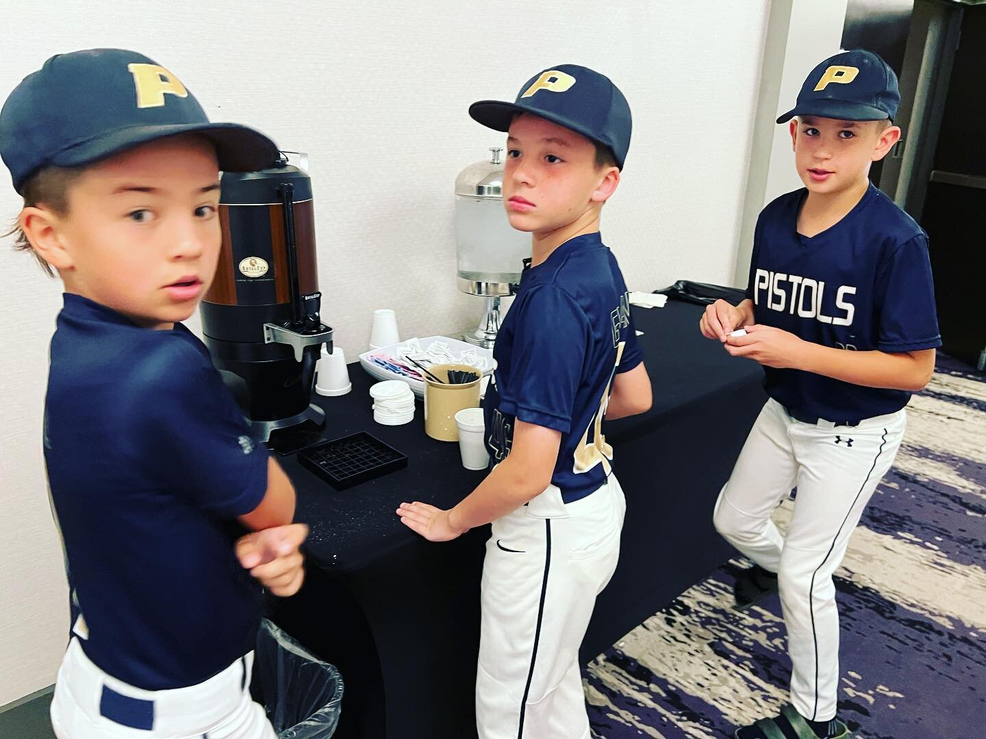 The boys are loading up on coffee before the first bracket game.
