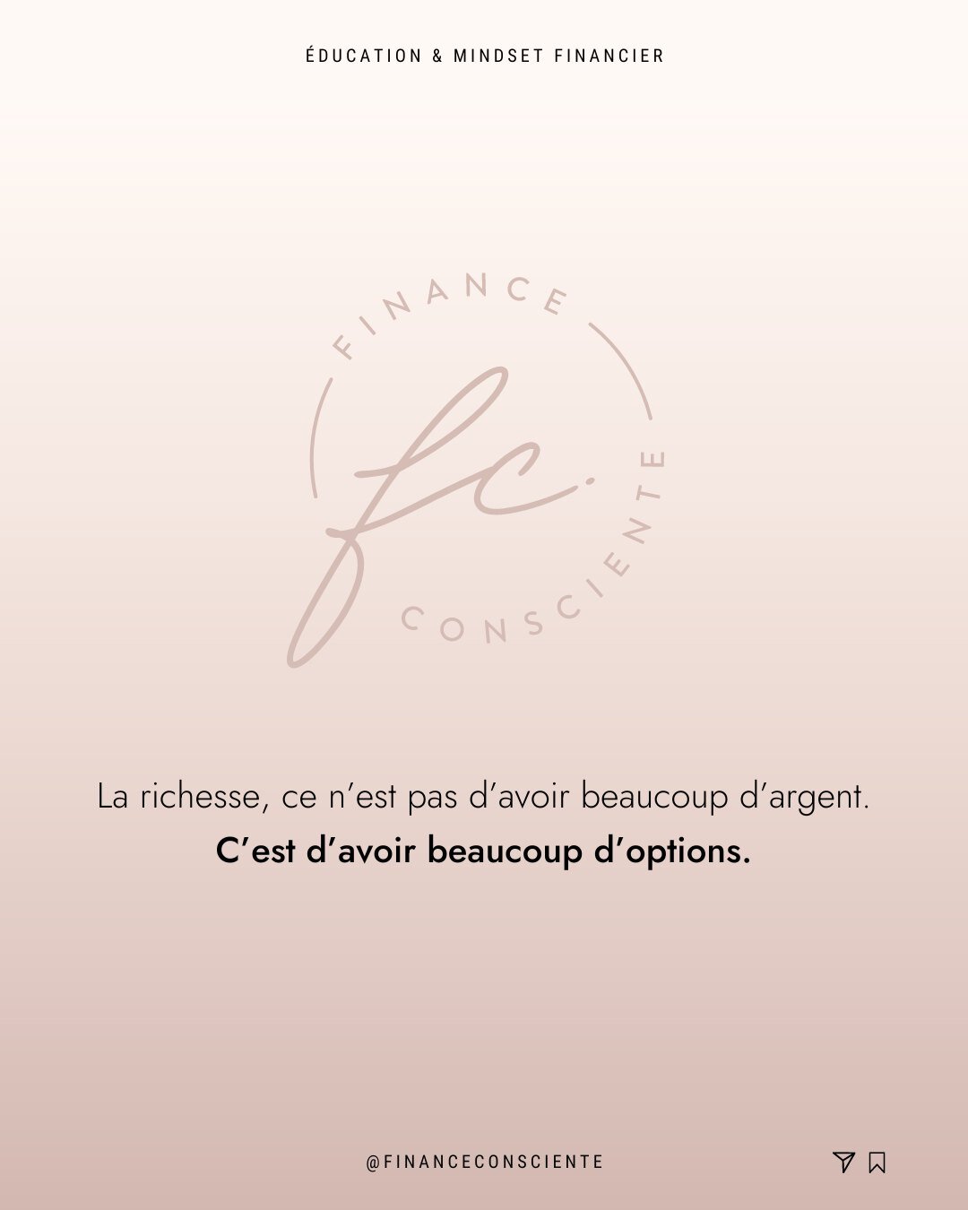 Mindset hack qui vaut de l'or. 🙌

Si tu souhaites avoir plus d'argent, mais que tu as de la difficult&eacute; &agrave; l'assumer par peur d'&ecirc;tre jug&eacute;e (peur qu'on te qualifie d'avare, ou m&ecirc;me d'&ecirc;tre &agrave; l'argent) je t'a