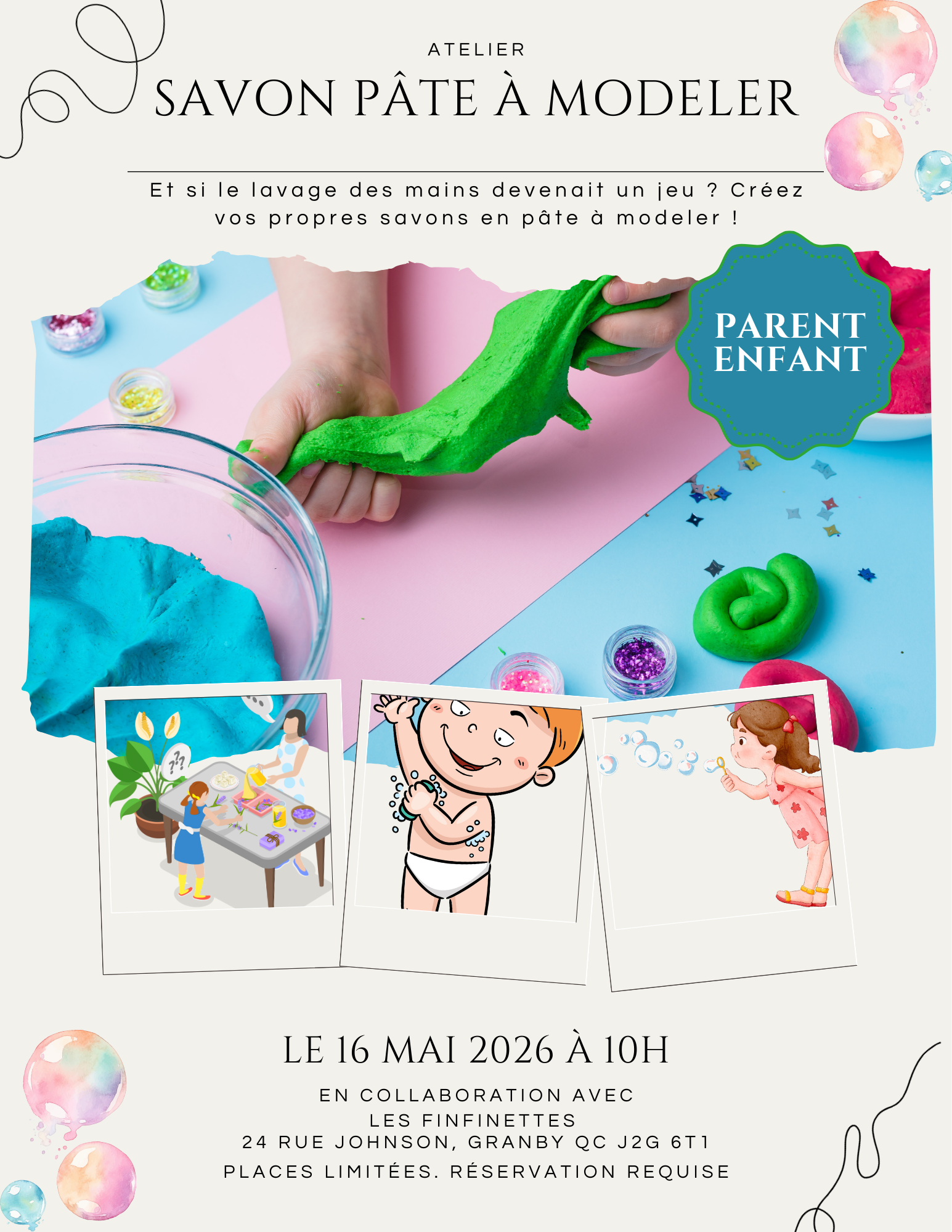 16 mai - Atelier savon pâte à modeler -  (Granby)