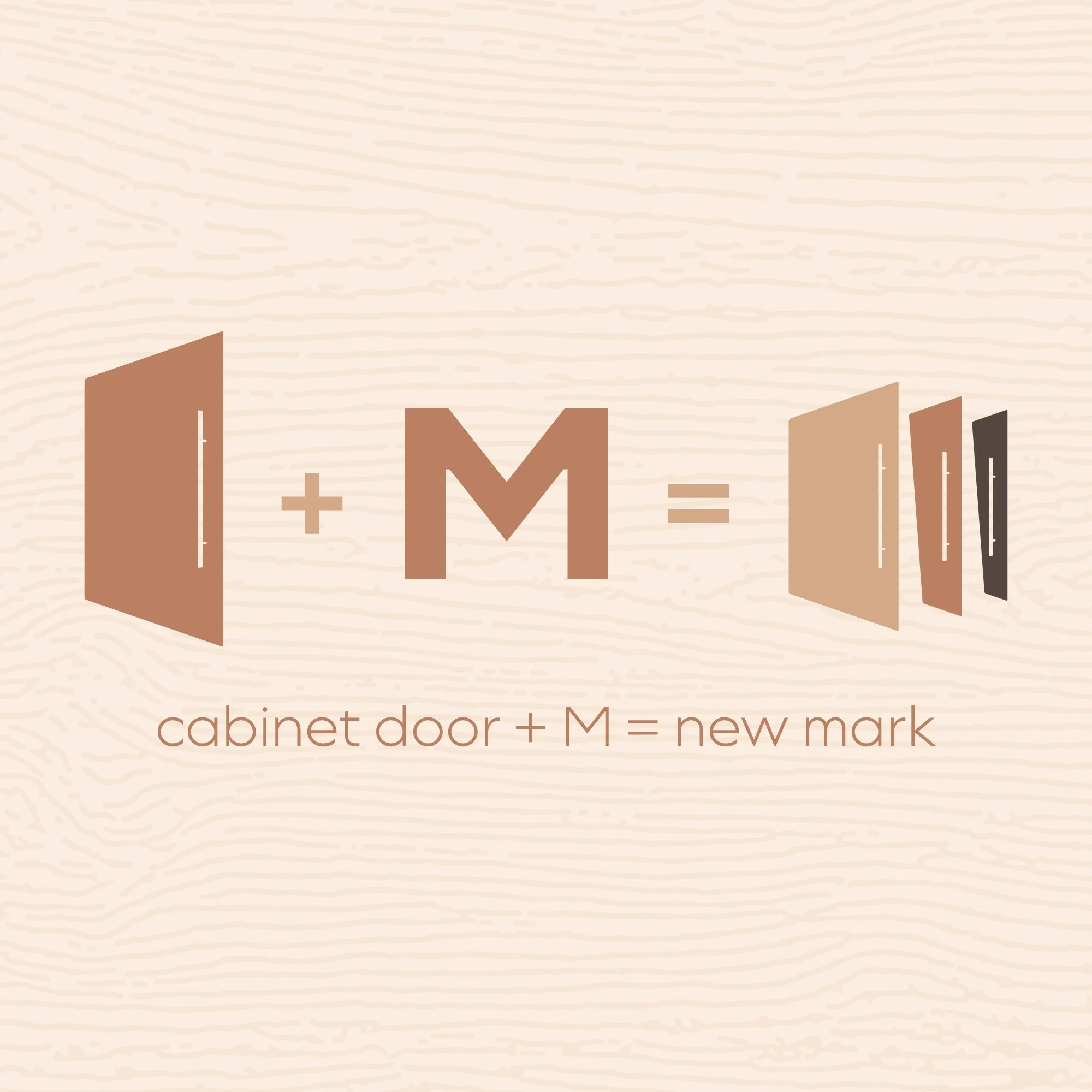 Illustration showing how adding the letter 'M' to a cabinet door creates a new word.