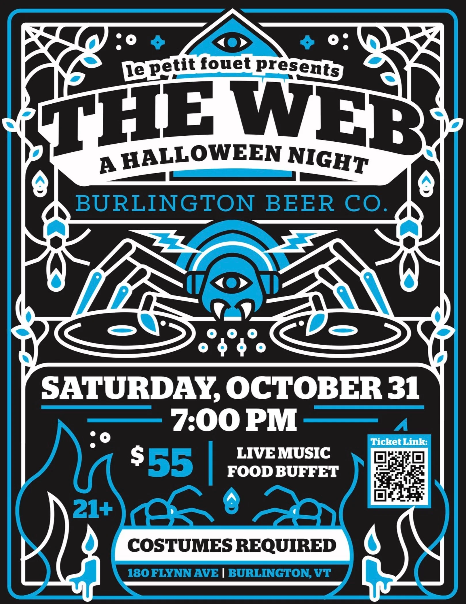 @lepetitfouetvt presents&hellip;

THE WEB - A Halloween Night at Burlington Beer Co.
 
Step into the second annual, The Web this Halloween for a night of music, costumes, dancing, and plenty of spooky fun! Come dressed to impress (costumes are requir